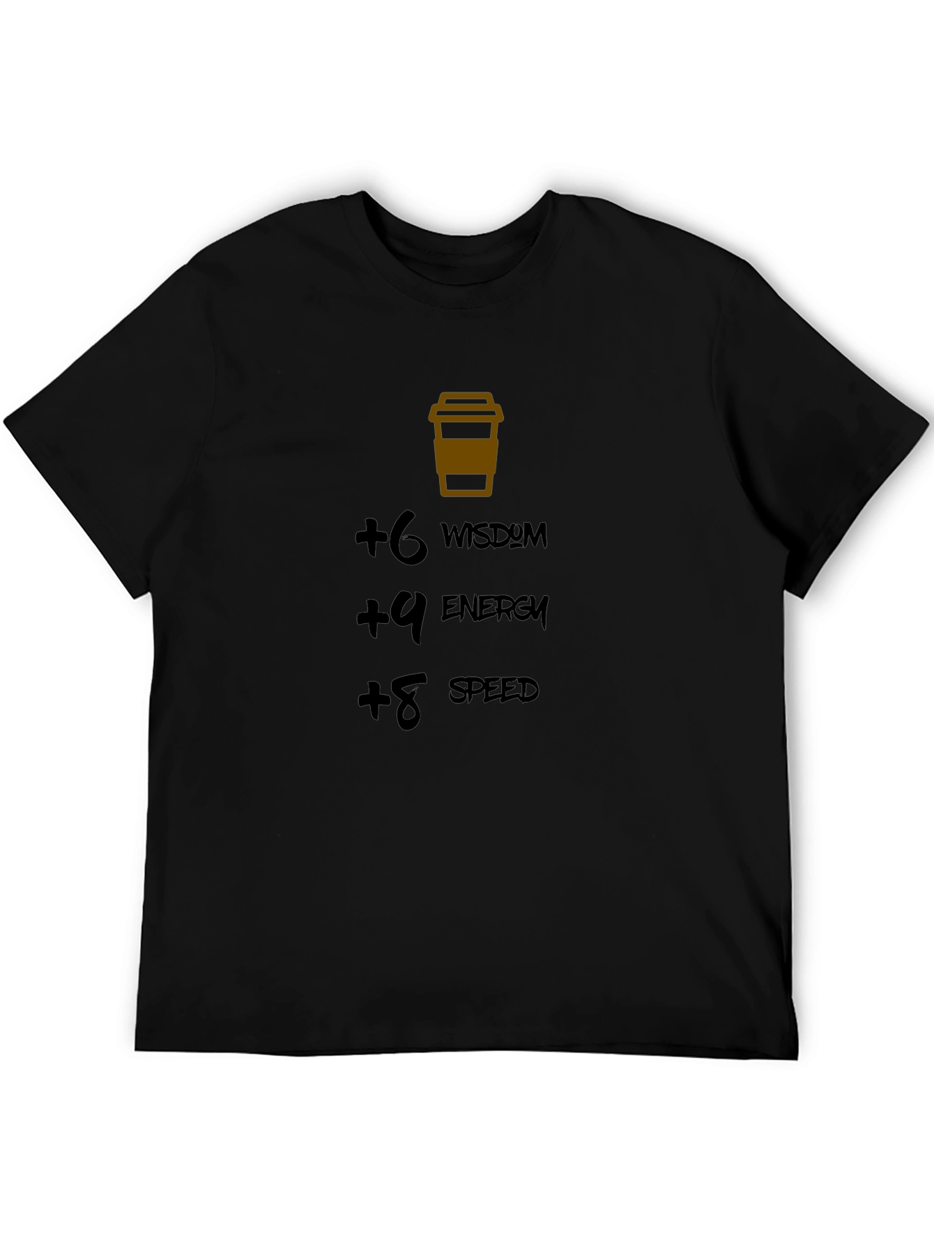 Coffee Stats Black T-Shirt: Wisdom Energy Speed Boost