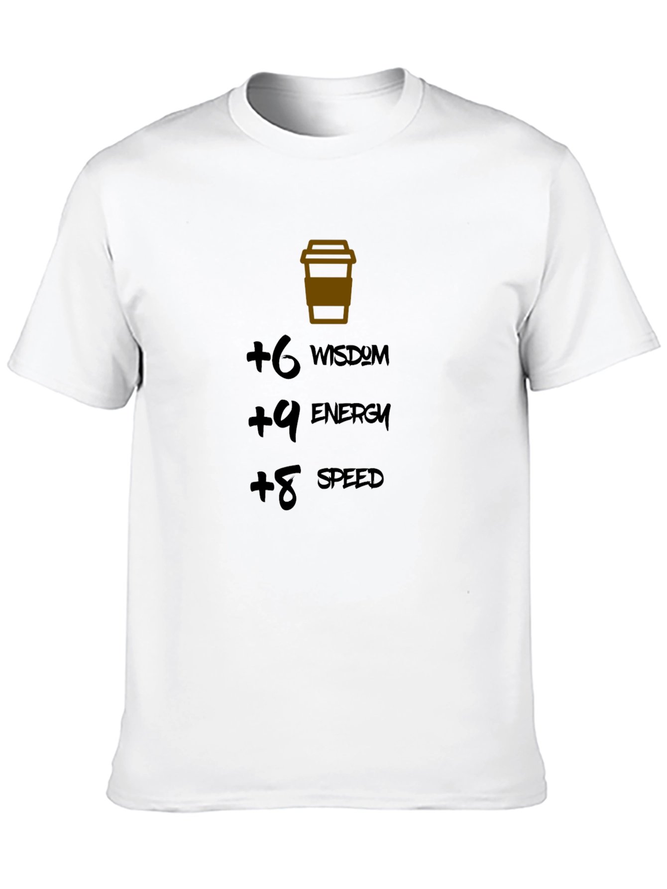 Coffee Stats Black T-Shirt: Wisdom Energy Speed Boost