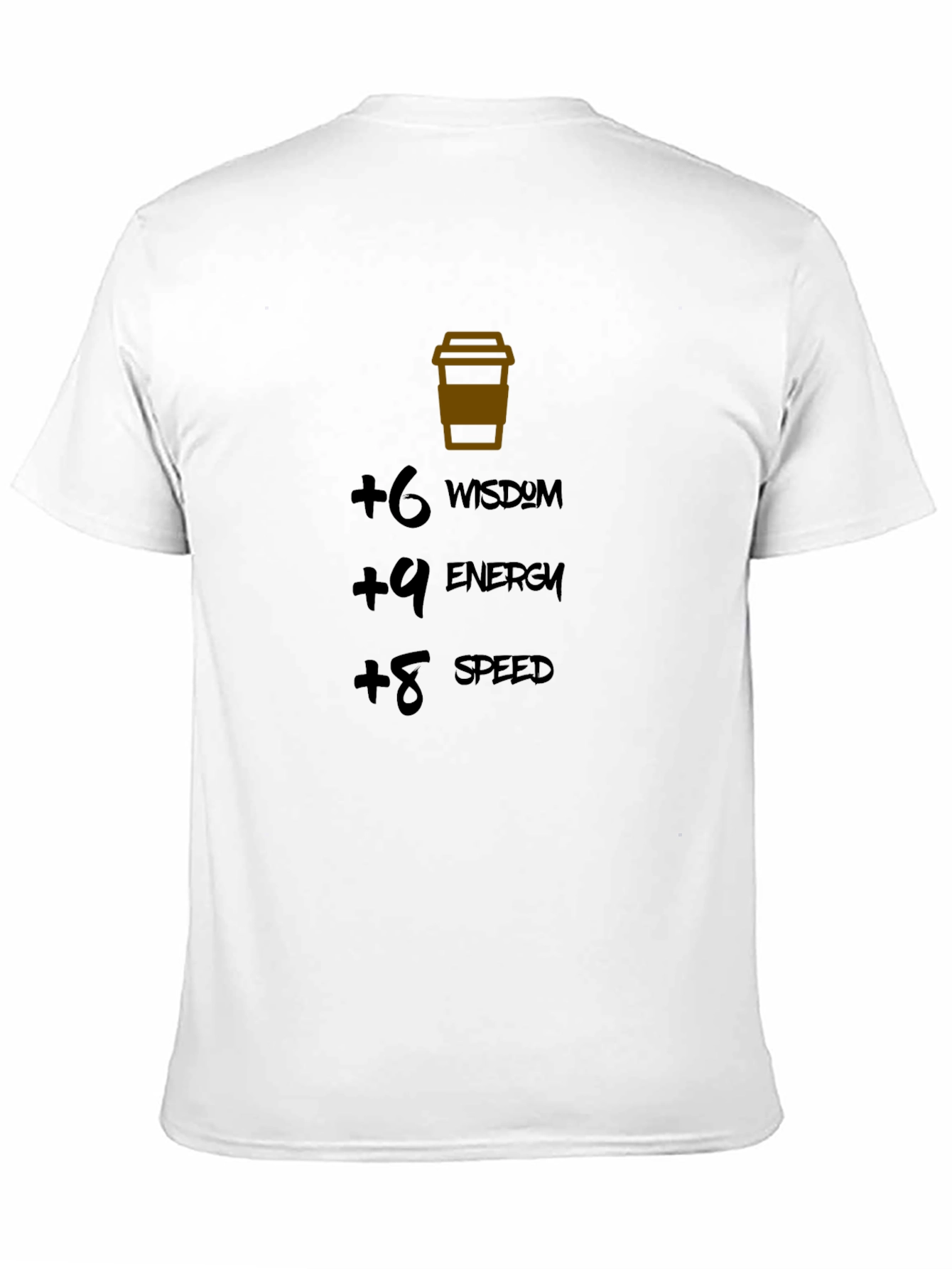 Coffee Stats Black T-Shirt: Wisdom Energy Speed Boost