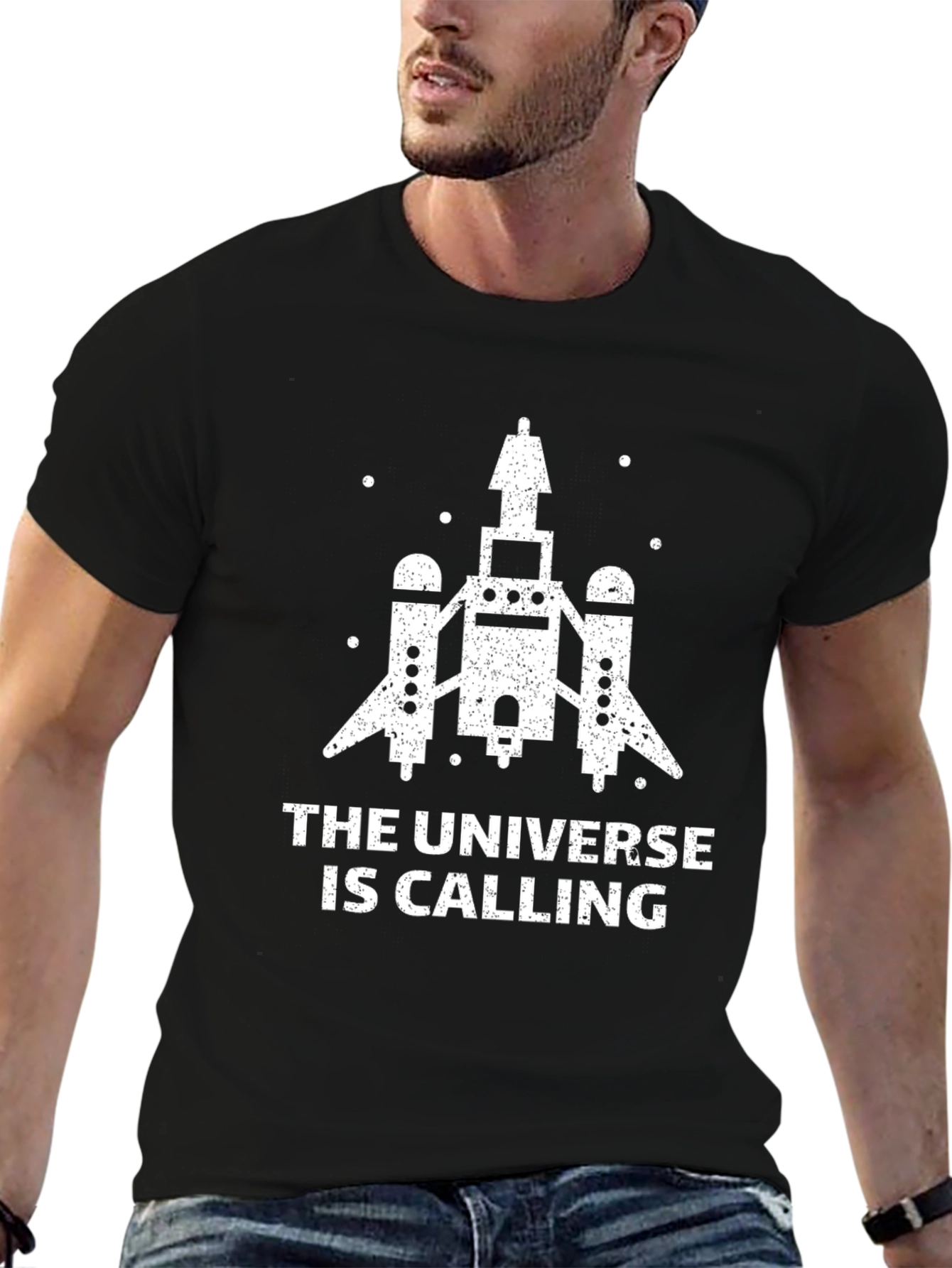 Universe Calling Graphic T-Shirt - Black