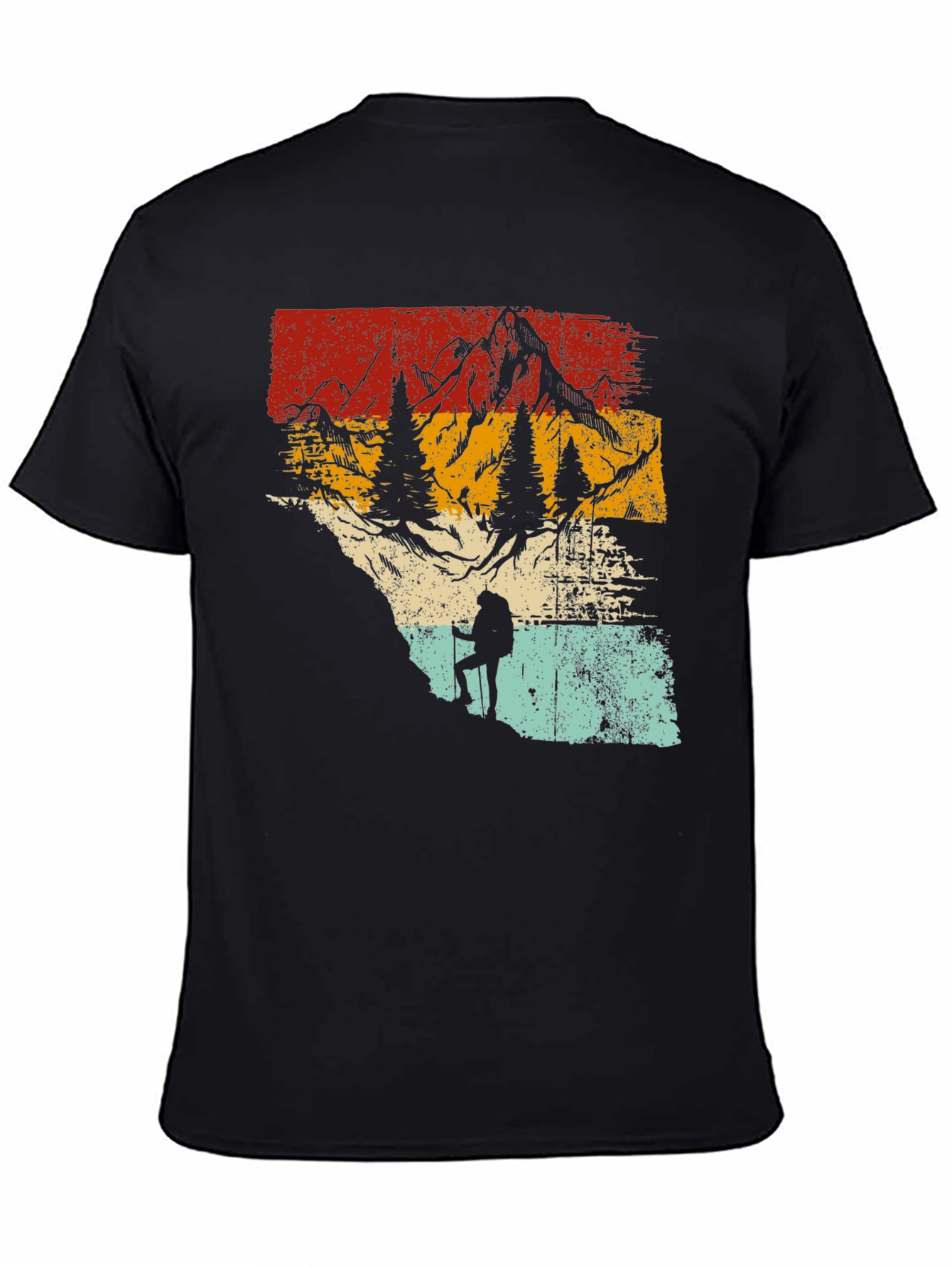 Retro Mountain Hiker Graphic Tee - Nature Adventure Shirt