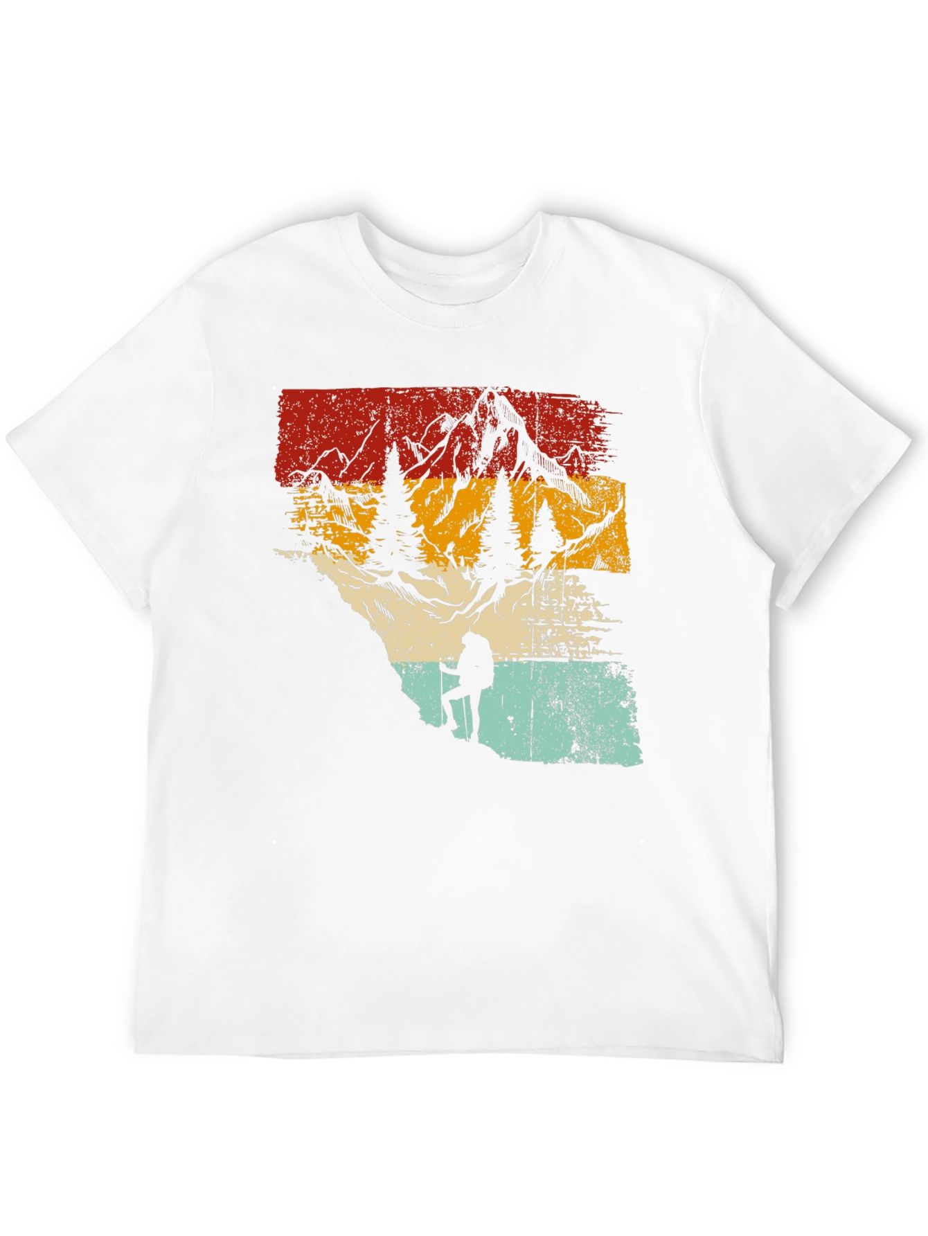 Retro Mountain Hiker Graphic Tee - Nature Adventure Shirt