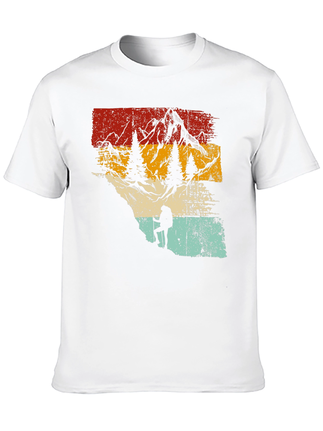 Retro Mountain Hiker Graphic Tee - Nature Adventure Shirt