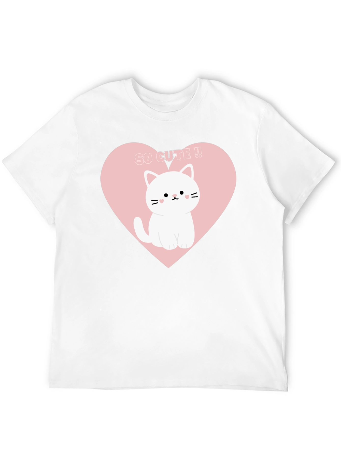 Cute Cat Heart Graphic Tee - Black T-Shirt