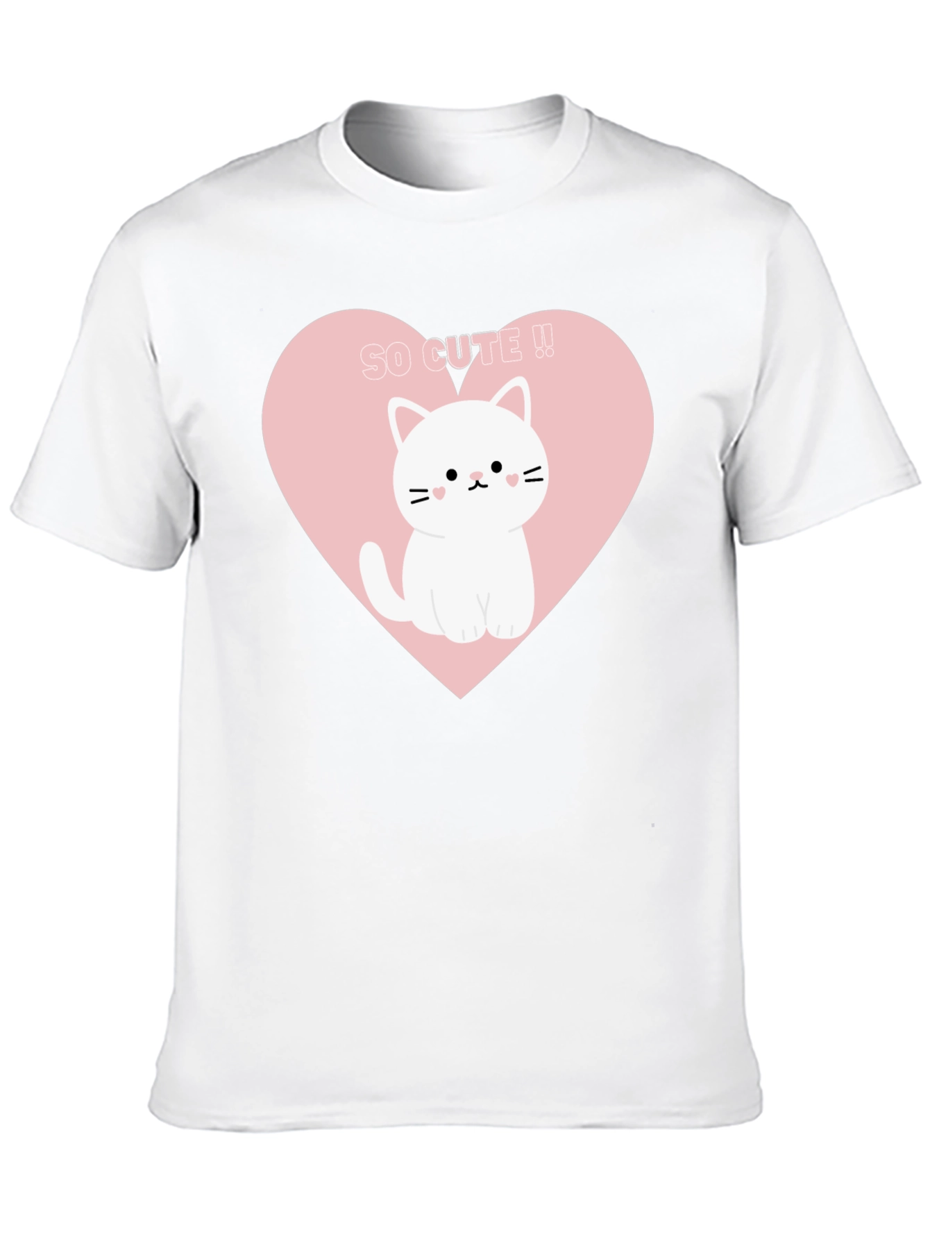 Cute Cat Heart Graphic Tee - Black T-Shirt