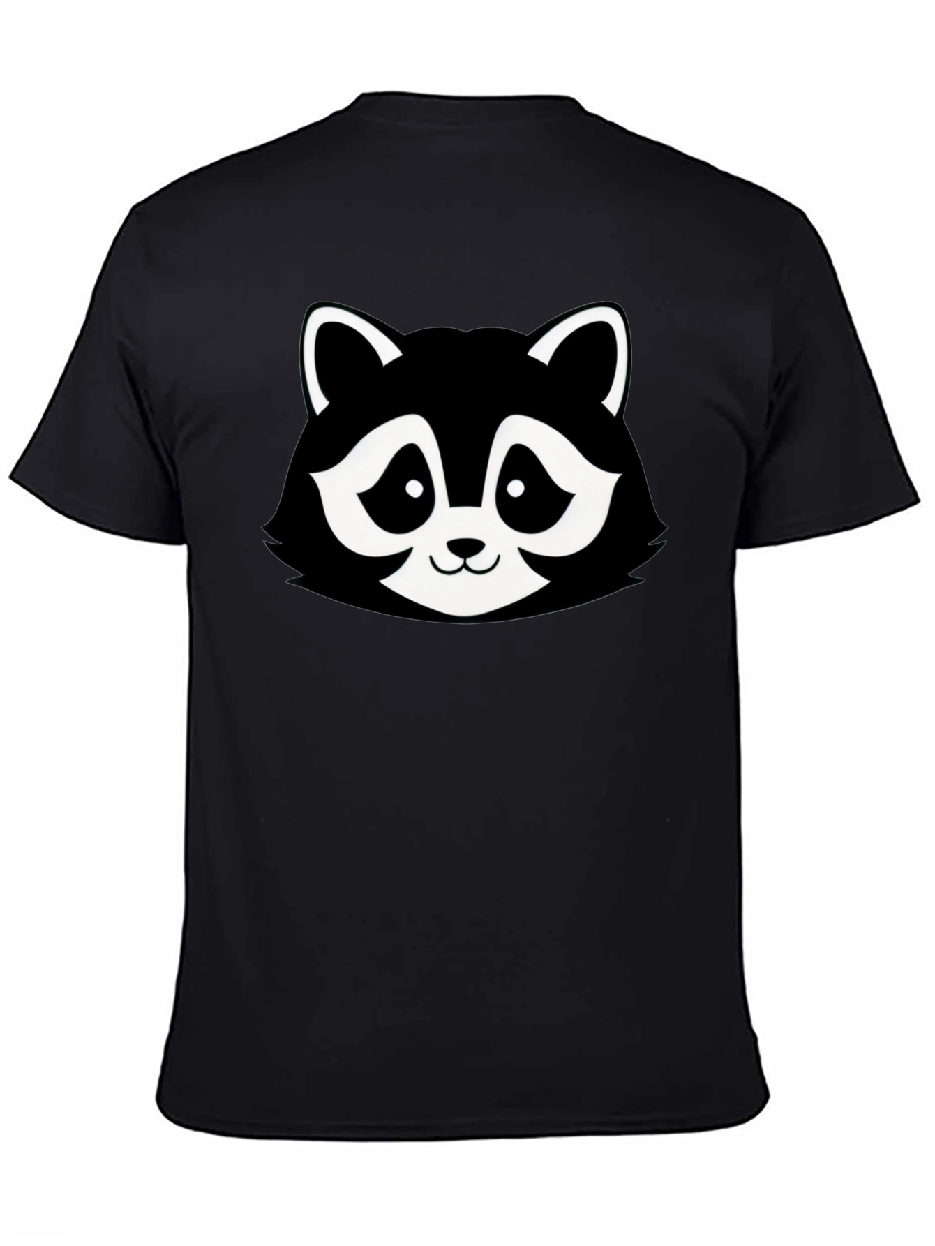 Cartoon Raccoon Graphic T-Shirt - Black