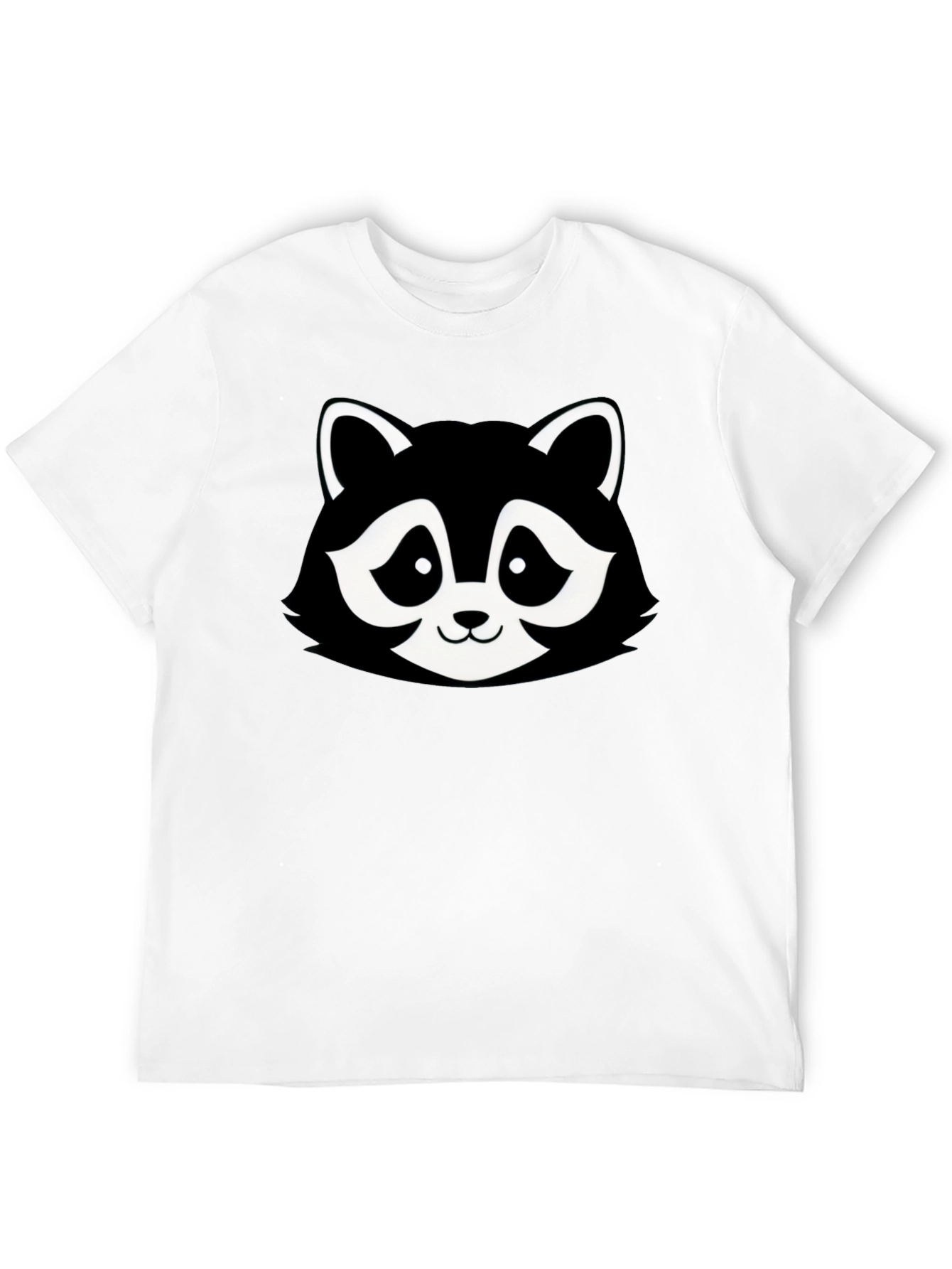 Cartoon Raccoon Graphic T-Shirt - Black