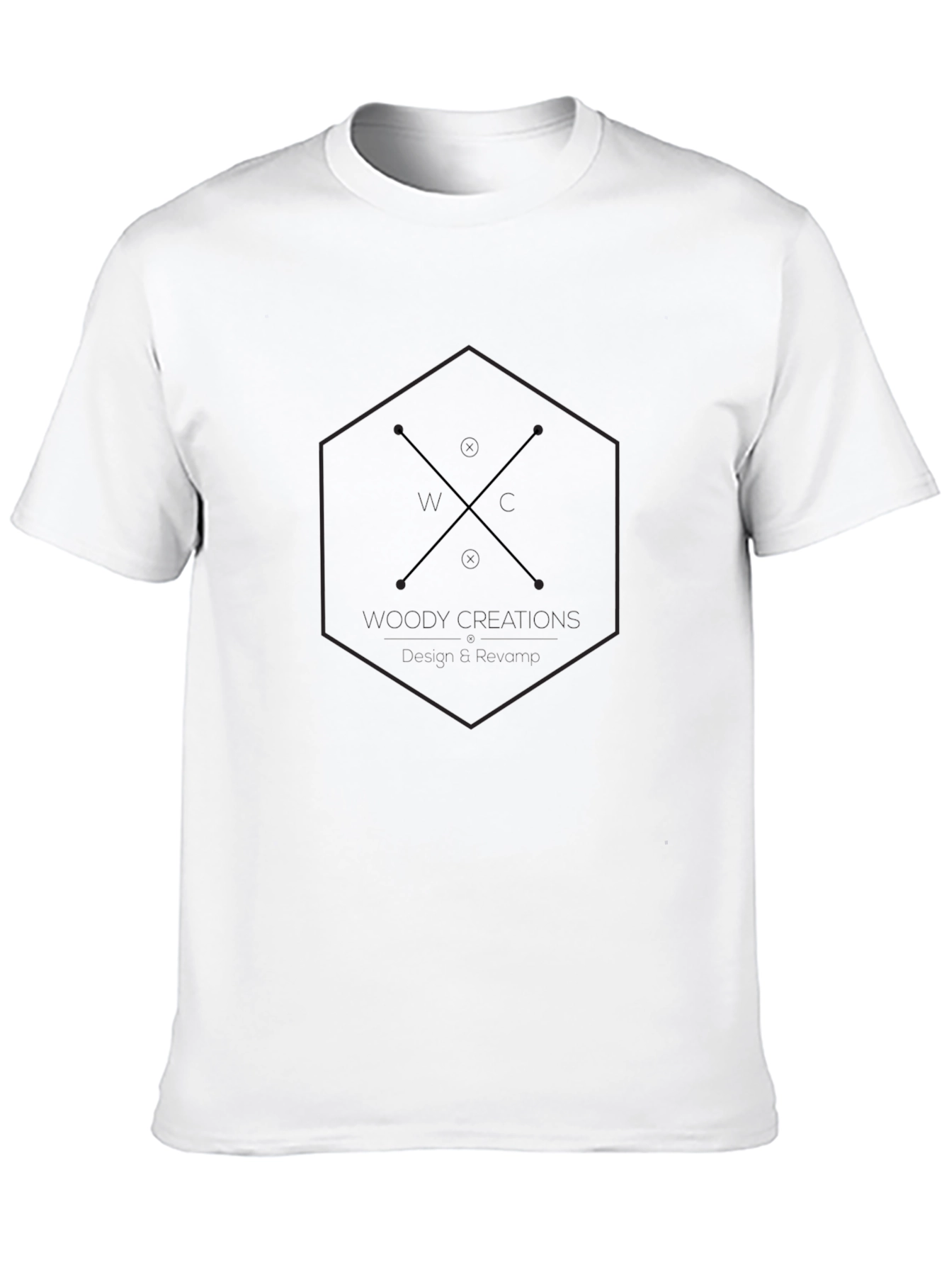 Modern Hexagon Graphic Tee - Black Cotton Casual T-Shirt