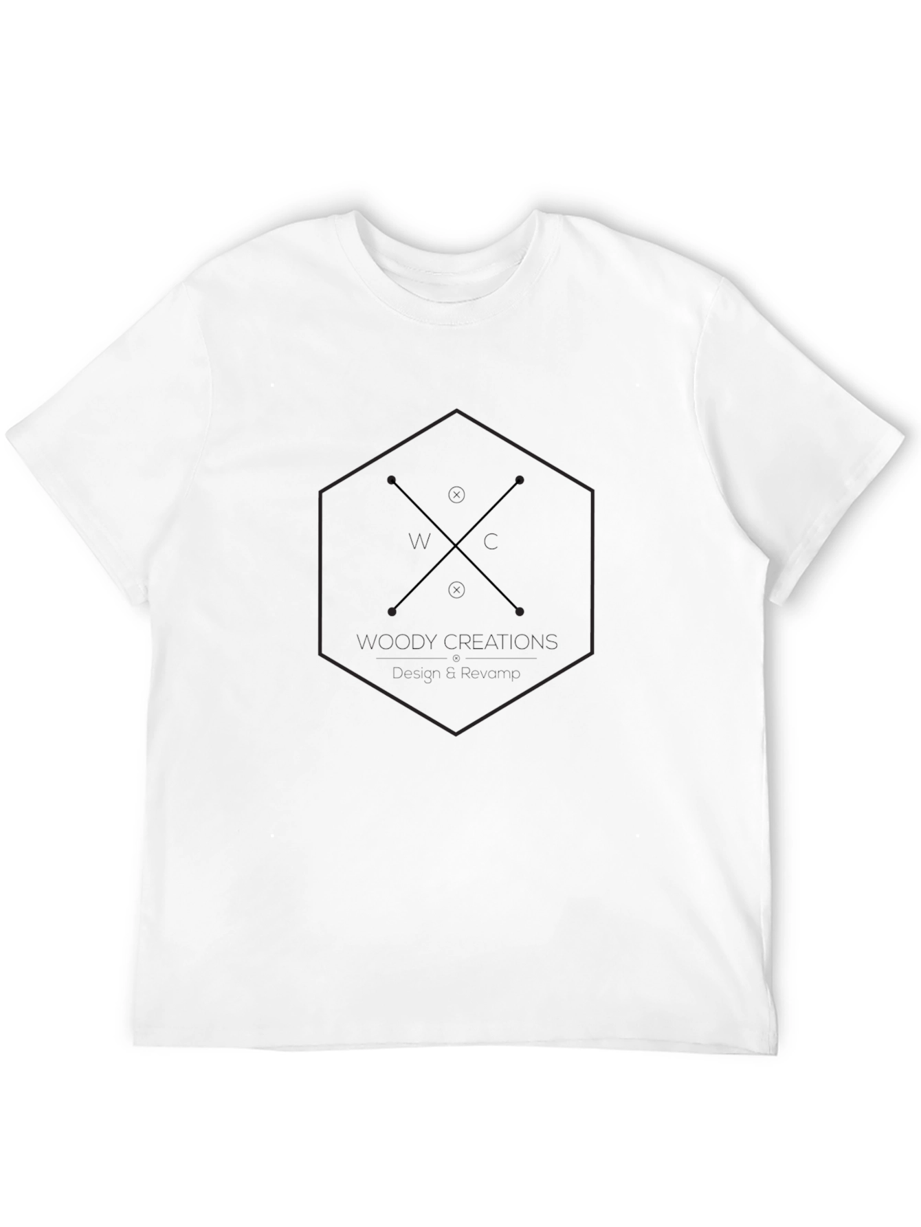 Modern Hexagon Graphic Tee - Black Cotton Casual T-Shirt