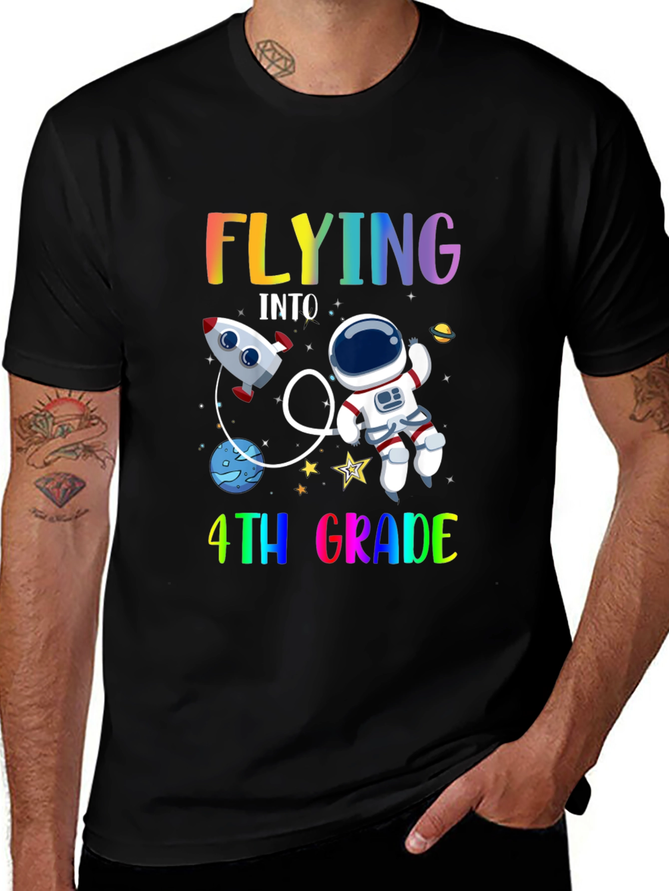 Flying Into 4th Grade T-Shirt Space Theme