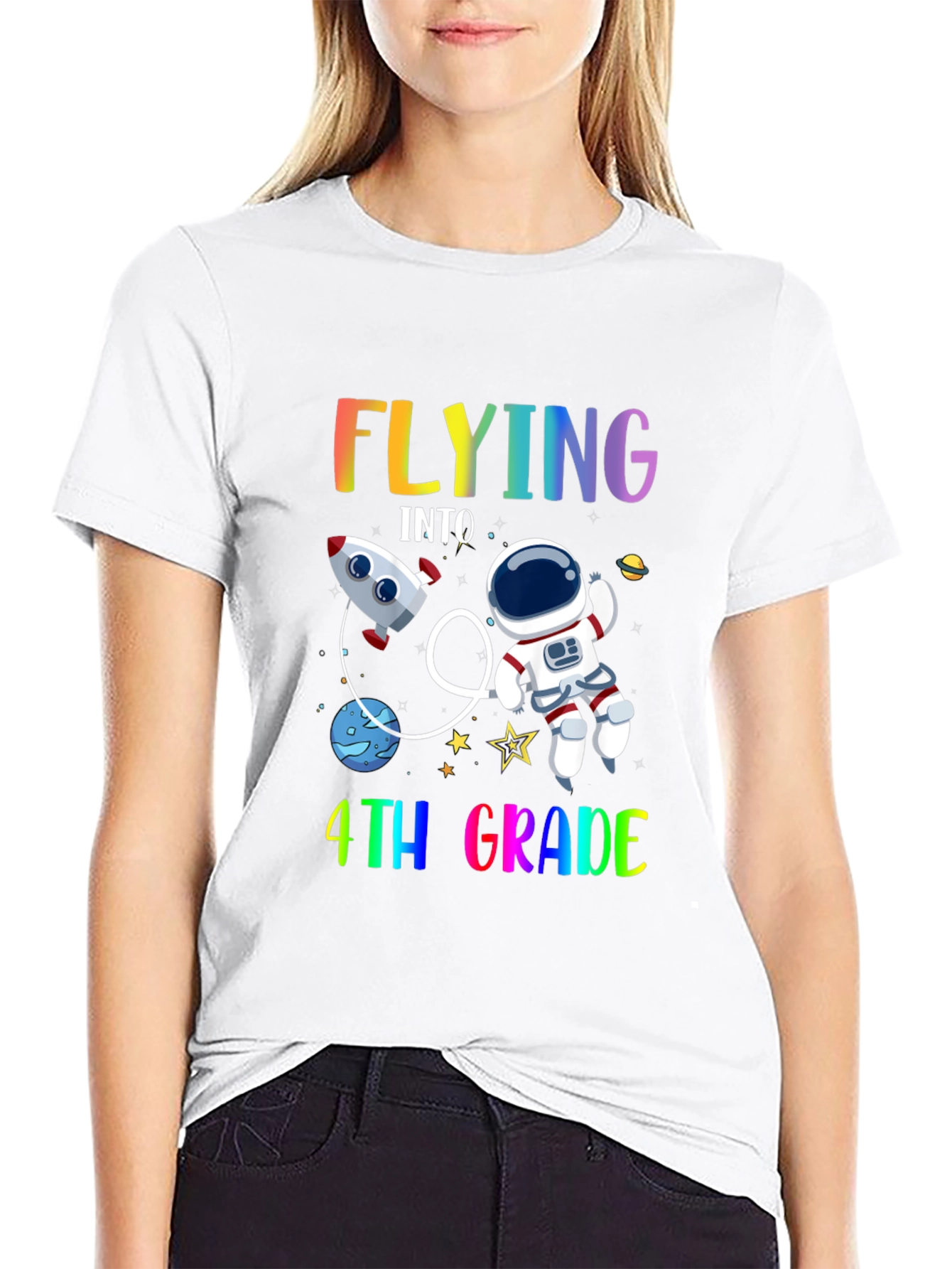 Flying Into 4th Grade T-Shirt Space Theme
