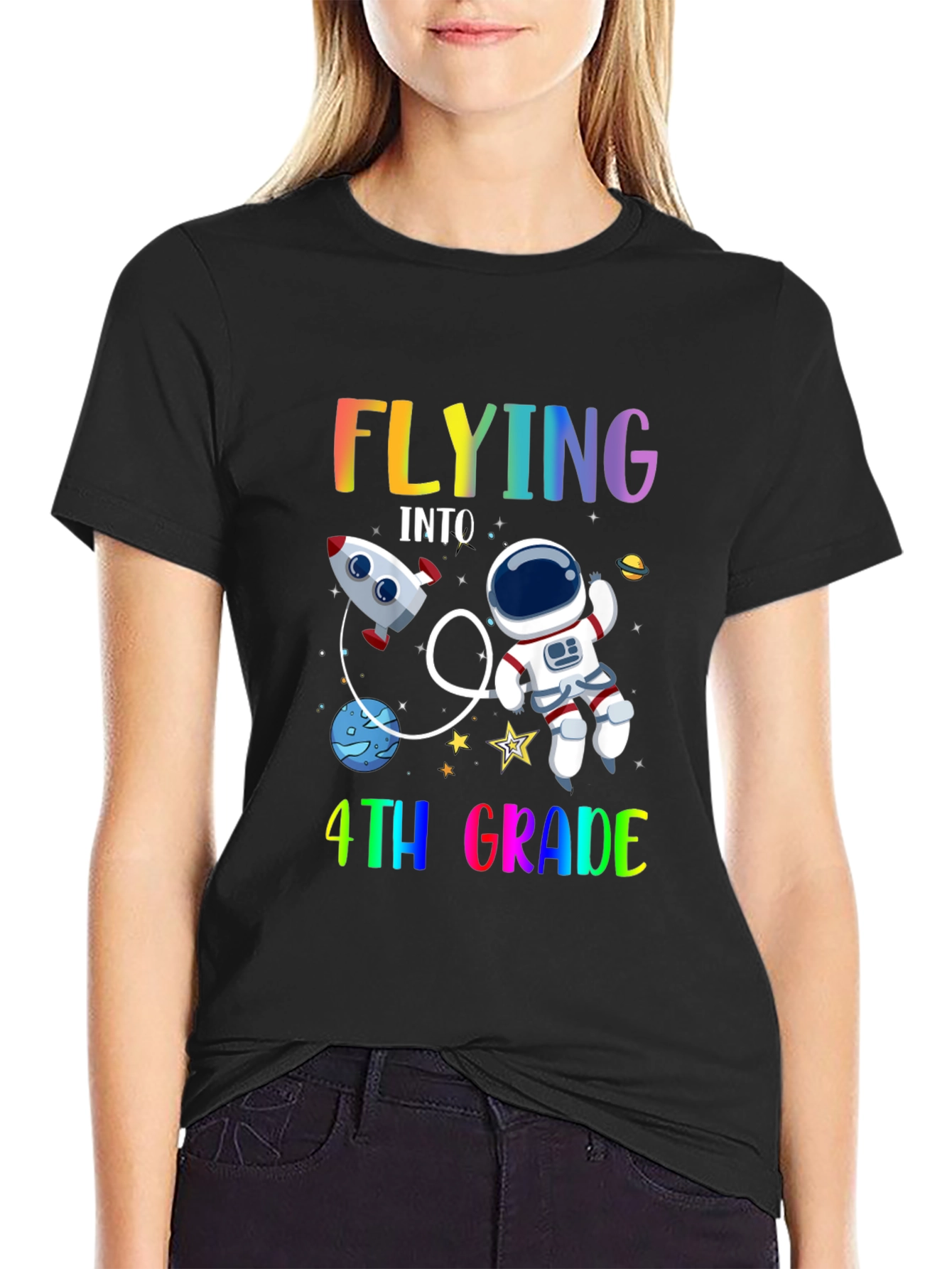 Flying Into 4th Grade T-Shirt Space Theme