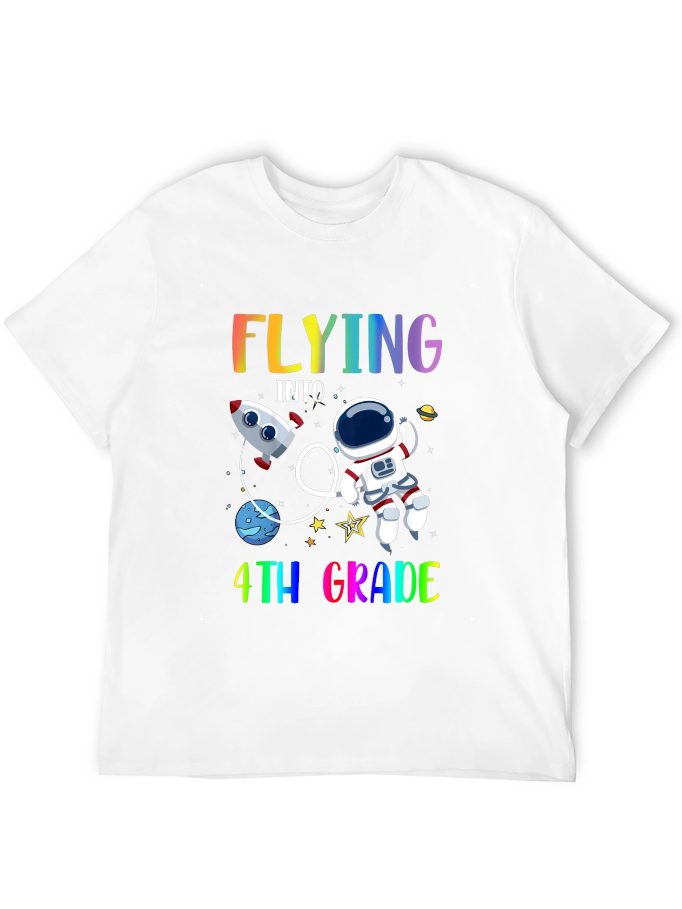 Flying Into 4th Grade T-Shirt Space Theme