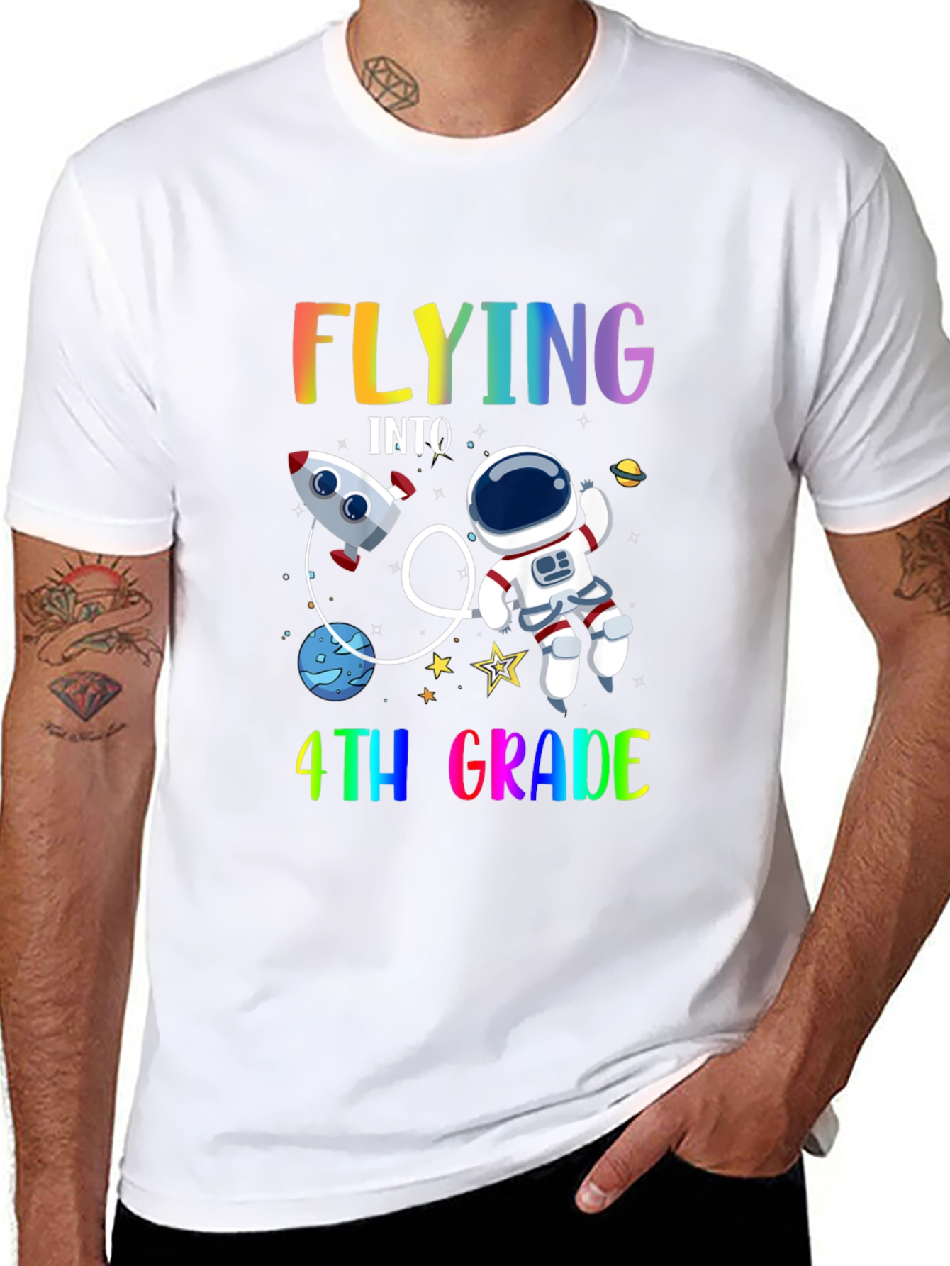 Flying Into 4th Grade T-Shirt Space Theme