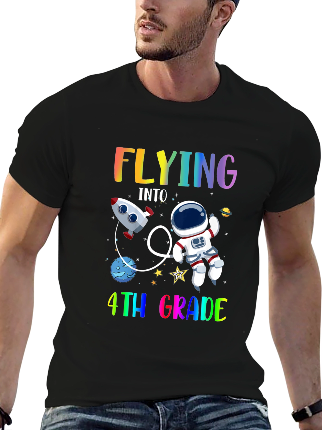 Flying Into 4th Grade T-Shirt Space Theme