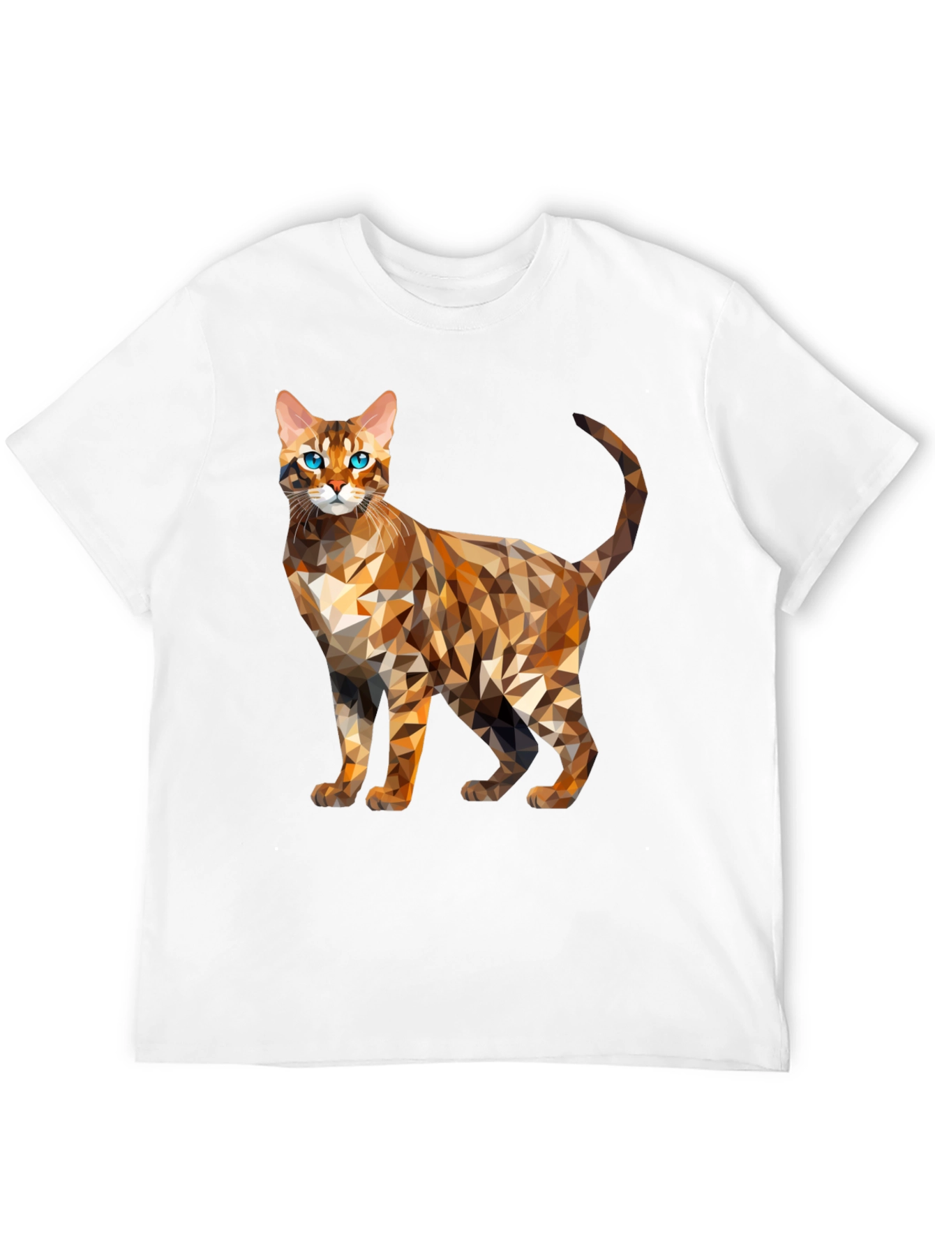 Geometric Bengal Cat Graphic Tee - Modern Stylish Design