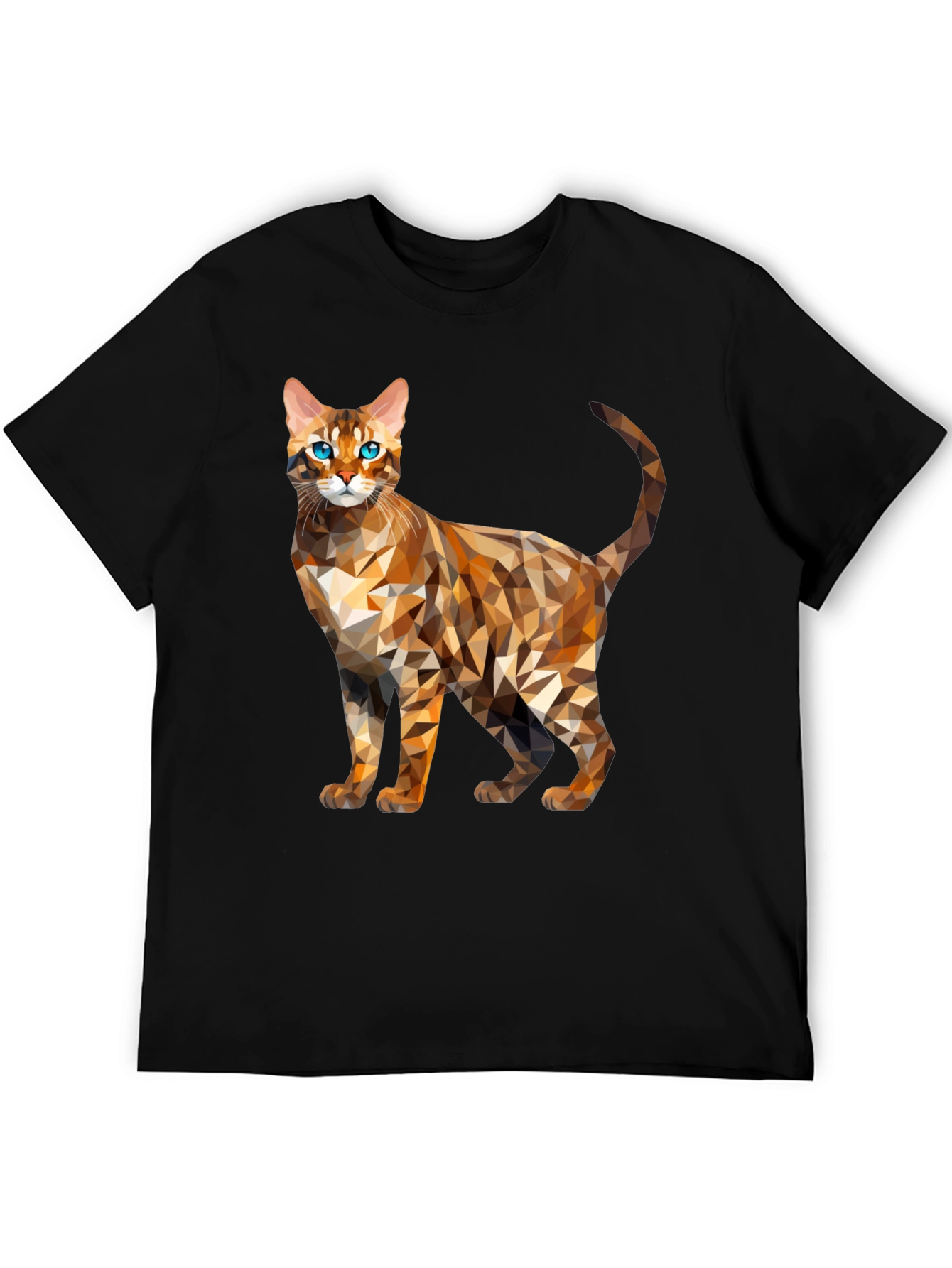 Geometric Bengal Cat Graphic Tee - Modern Stylish Design