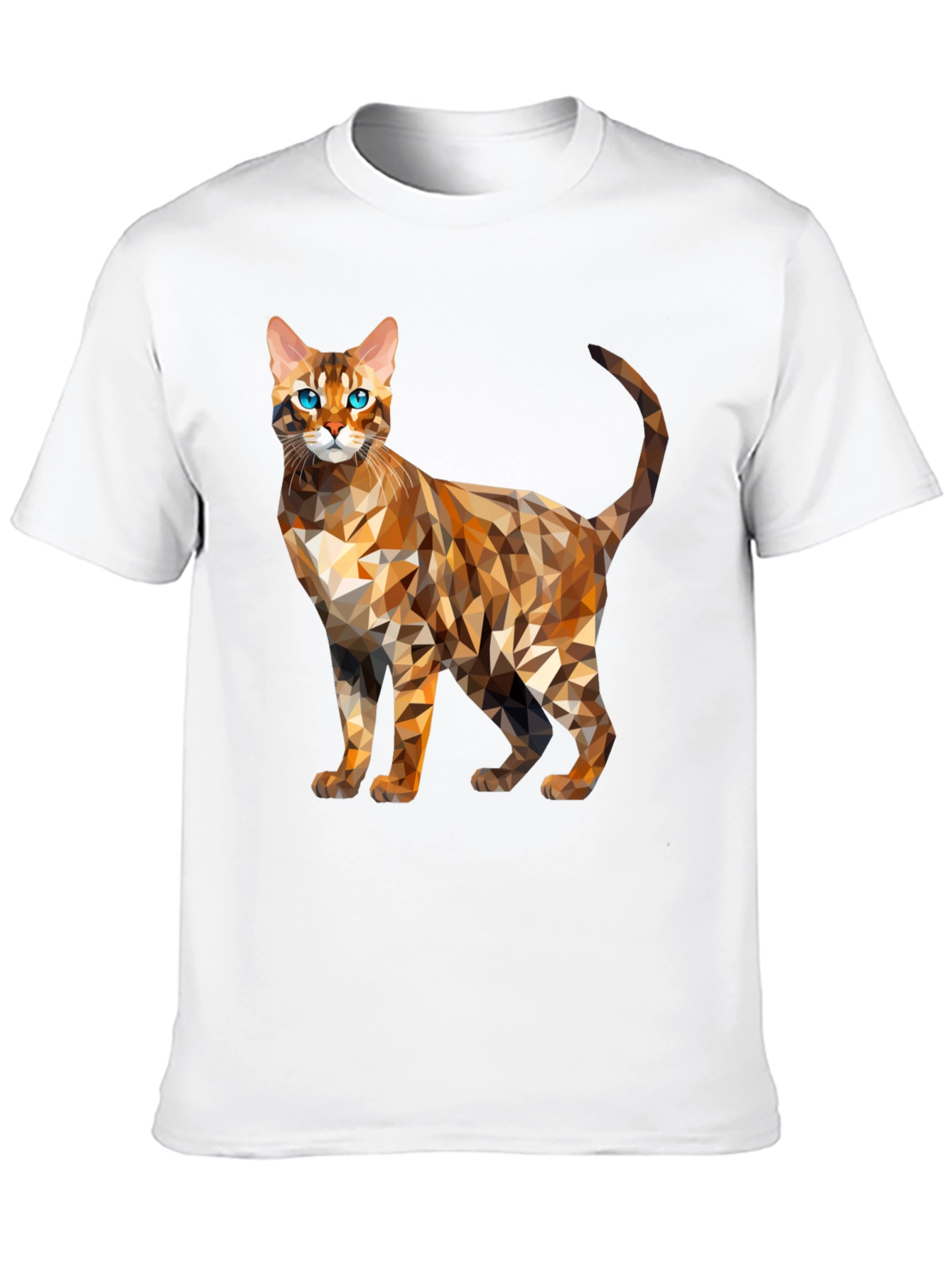 Geometric Bengal Cat Graphic Tee - Modern Stylish Design