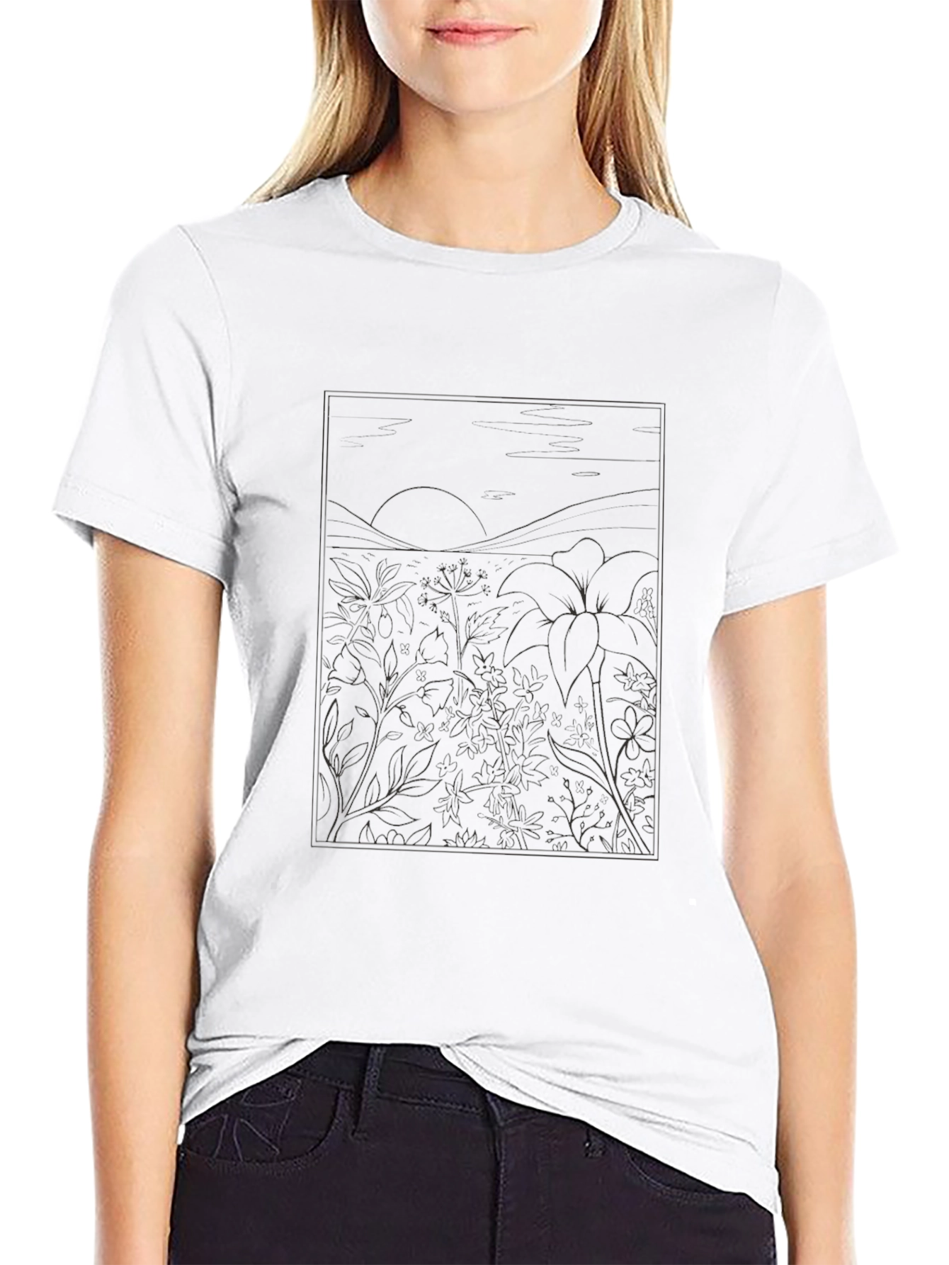 Mens Black Graphic Tee - Nature Inspired Design