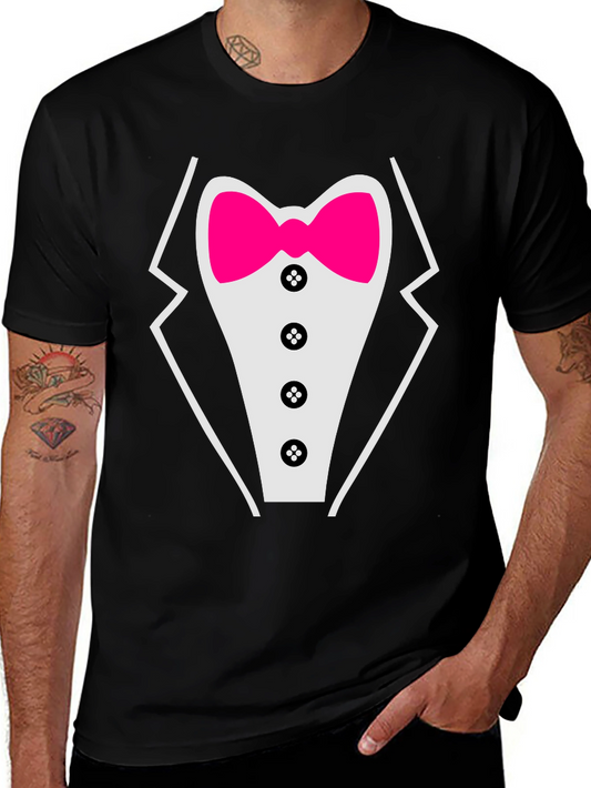 Tuxedo T-Shirt with Pink Bow Tie