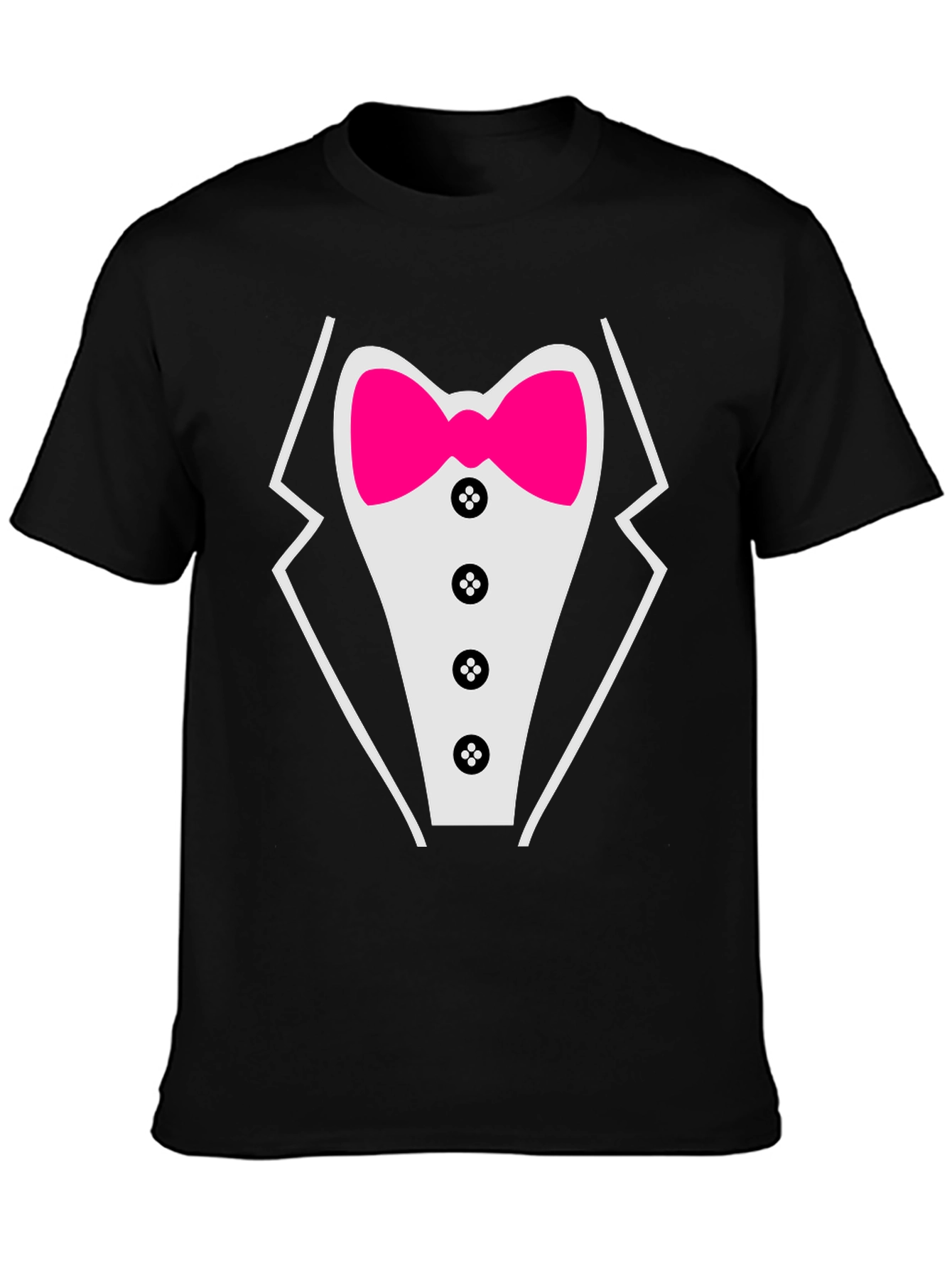 Tuxedo T-Shirt with Pink Bow Tie
