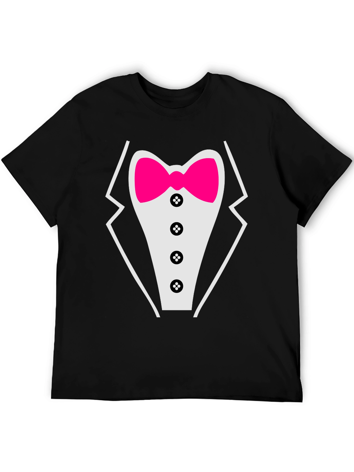 Tuxedo T-Shirt with Pink Bow Tie