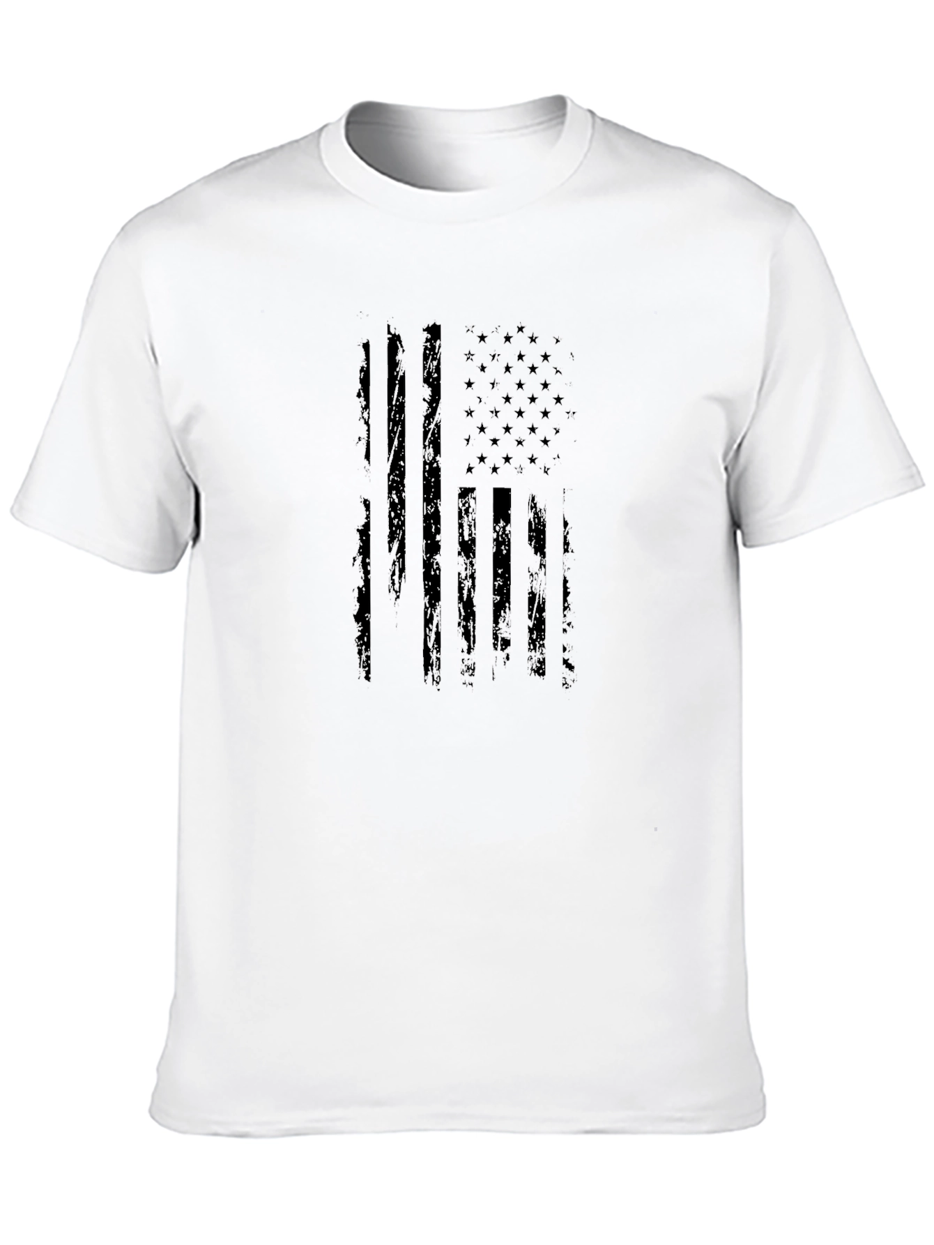 Distressed American Flag Graphic Tee - Black