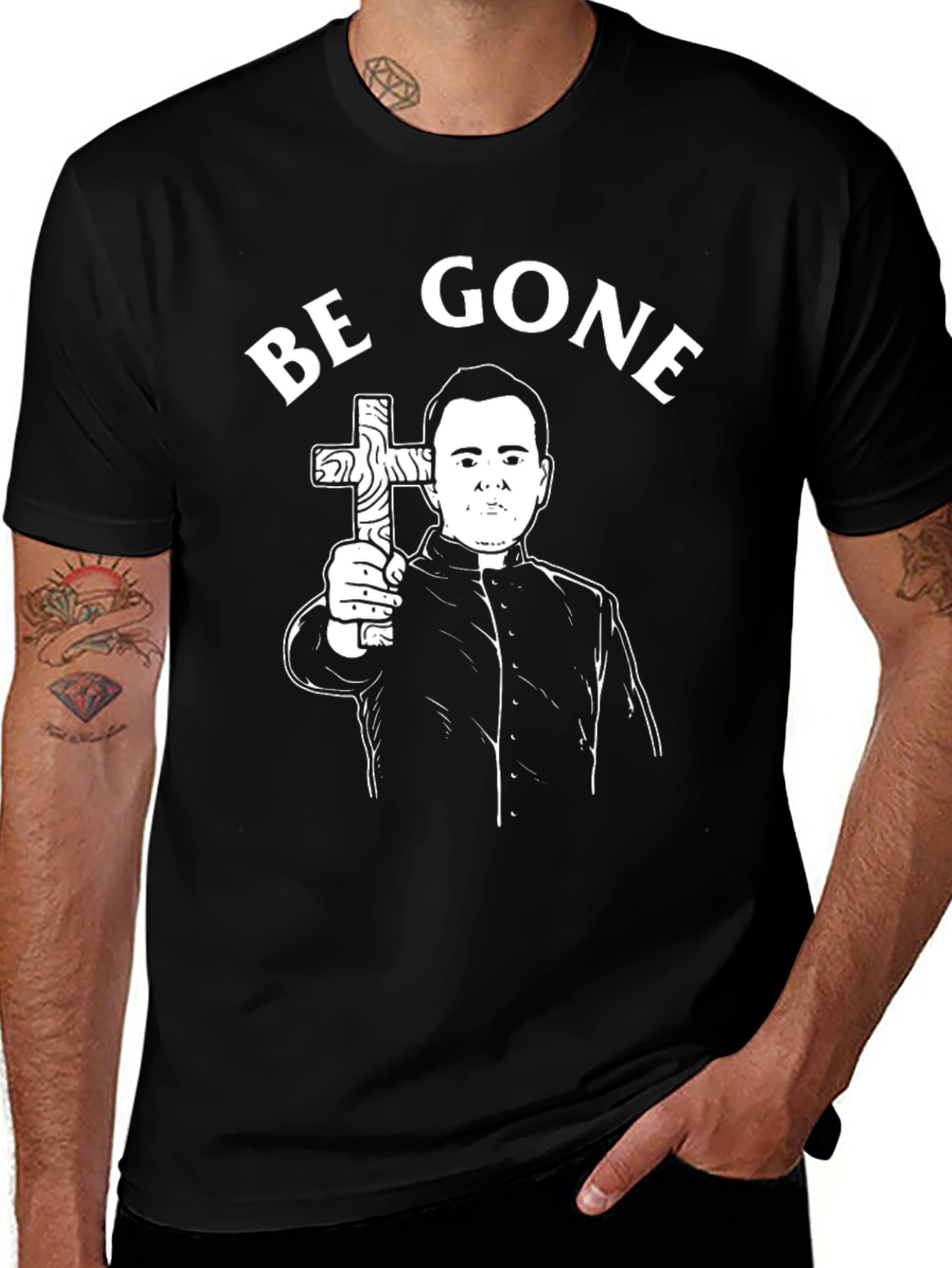 Be Gone Graphic Tee - Exorcist Inspired Shirt