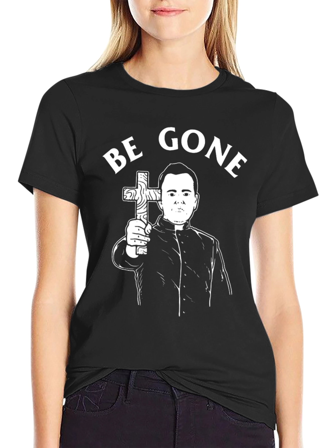 Be Gone Graphic Tee - Exorcist Inspired Shirt