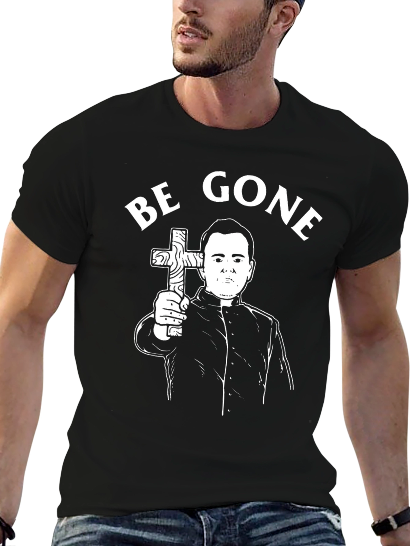 Be Gone Graphic Tee - Exorcist Inspired Shirt