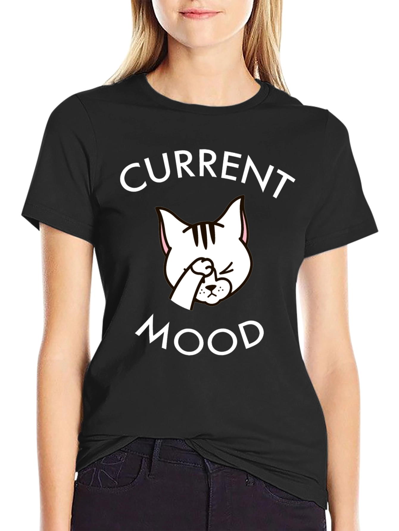 Current Mood Cat Graphic T-Shirt - Trendy Unisex Tee