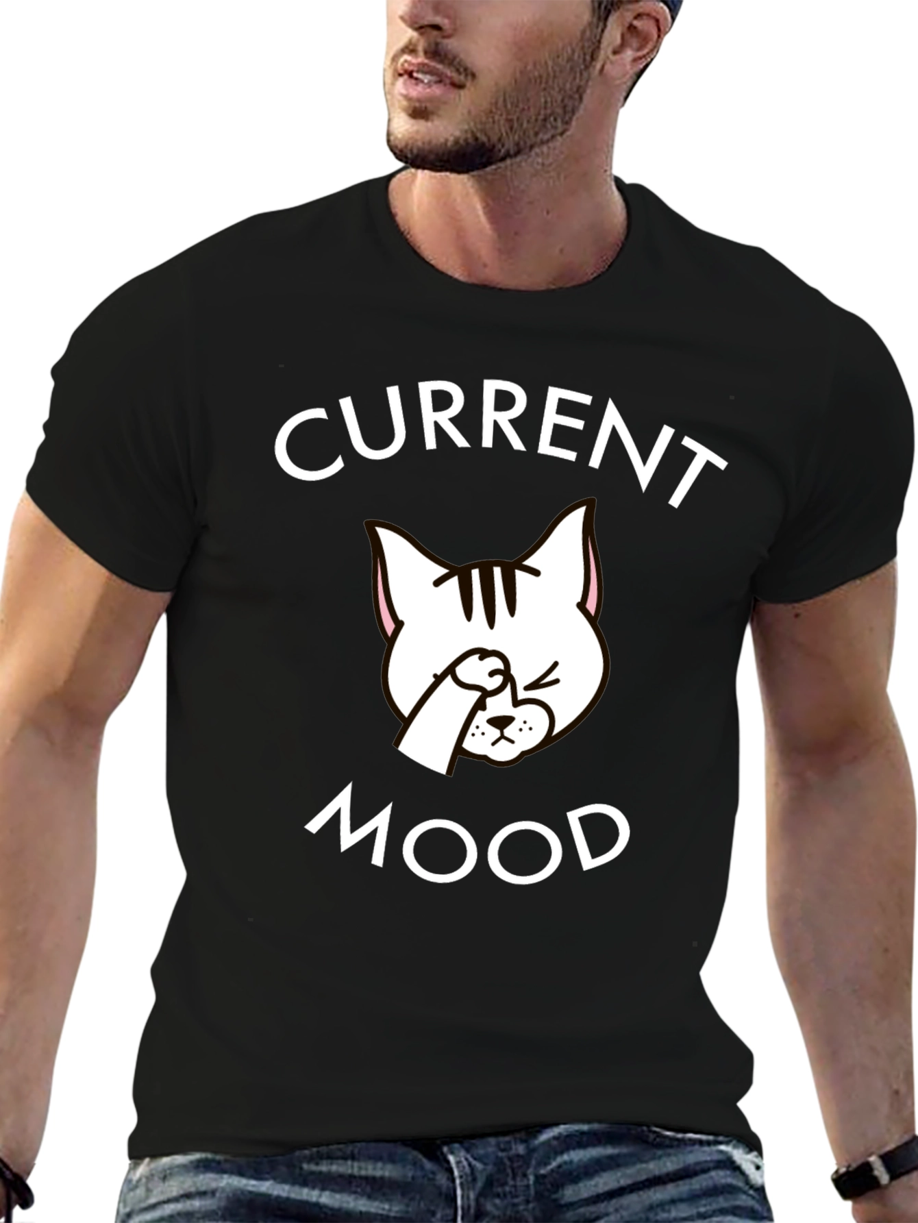 Current Mood Cat Graphic T-Shirt - Trendy Unisex Tee