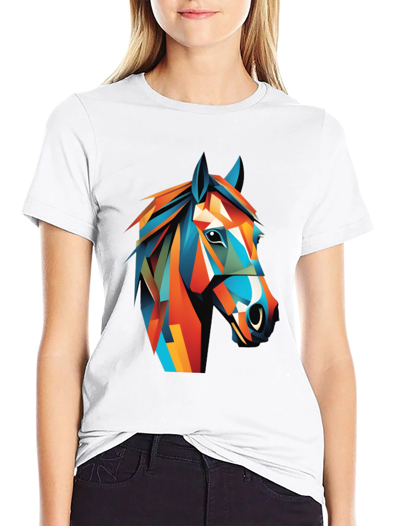 Geometric Horse Graphic Tee - Mens Black T-Shirt