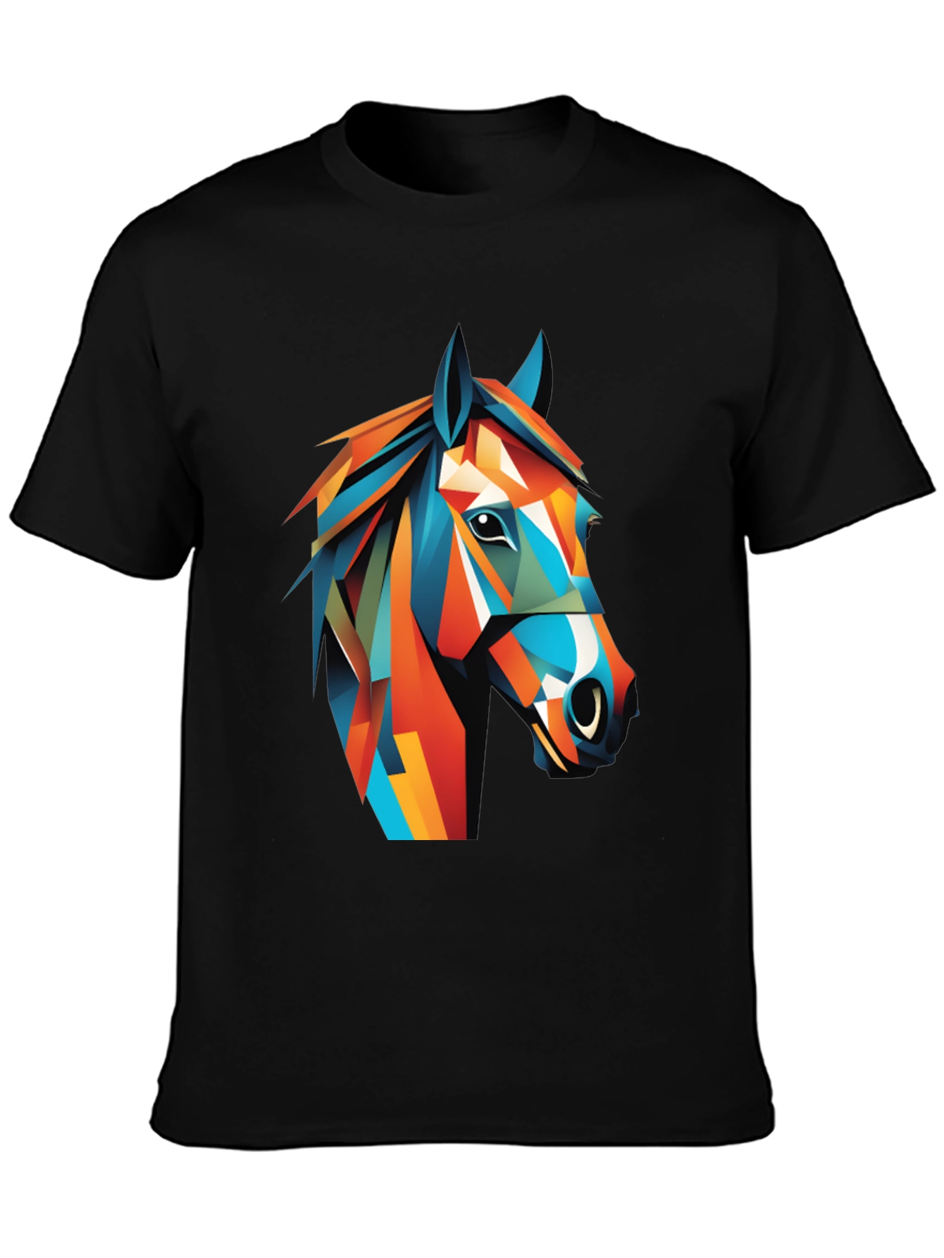 Geometric Horse Graphic Tee - Mens Black T-Shirt