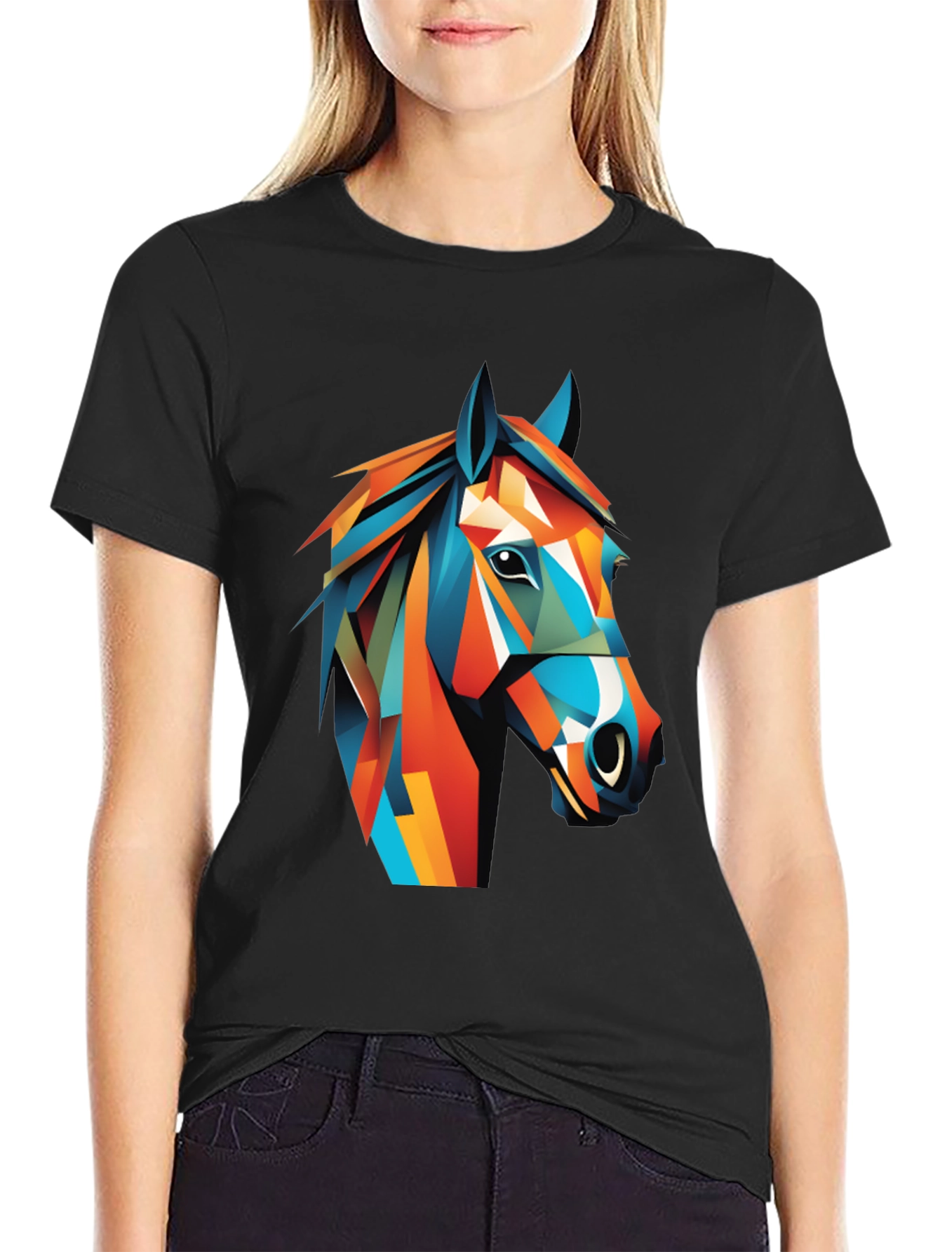 Geometric Horse Graphic Tee - Mens Black T-Shirt