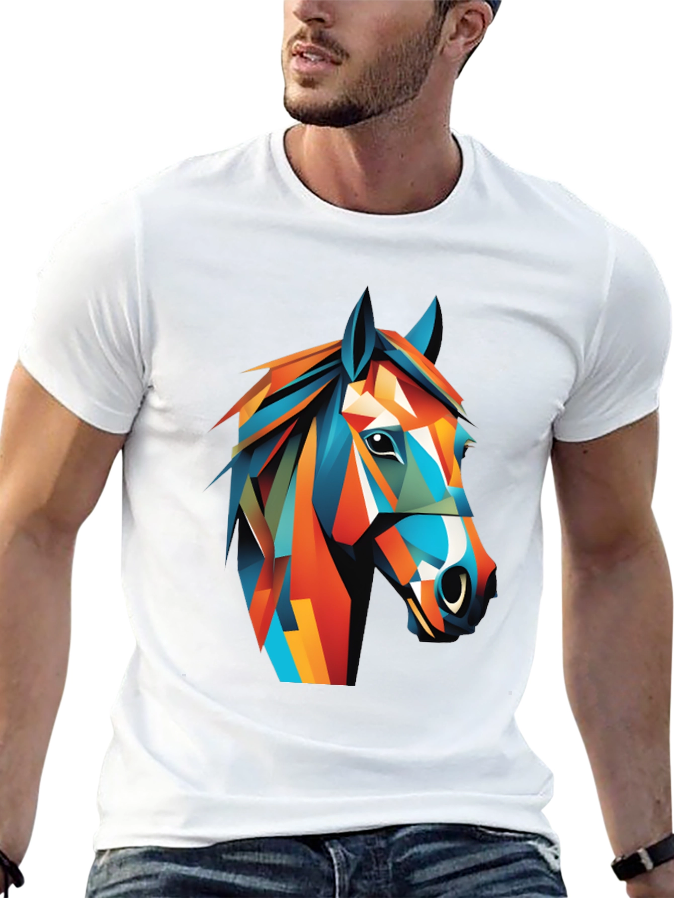 Geometric Horse Graphic Tee - Mens Black T-Shirt