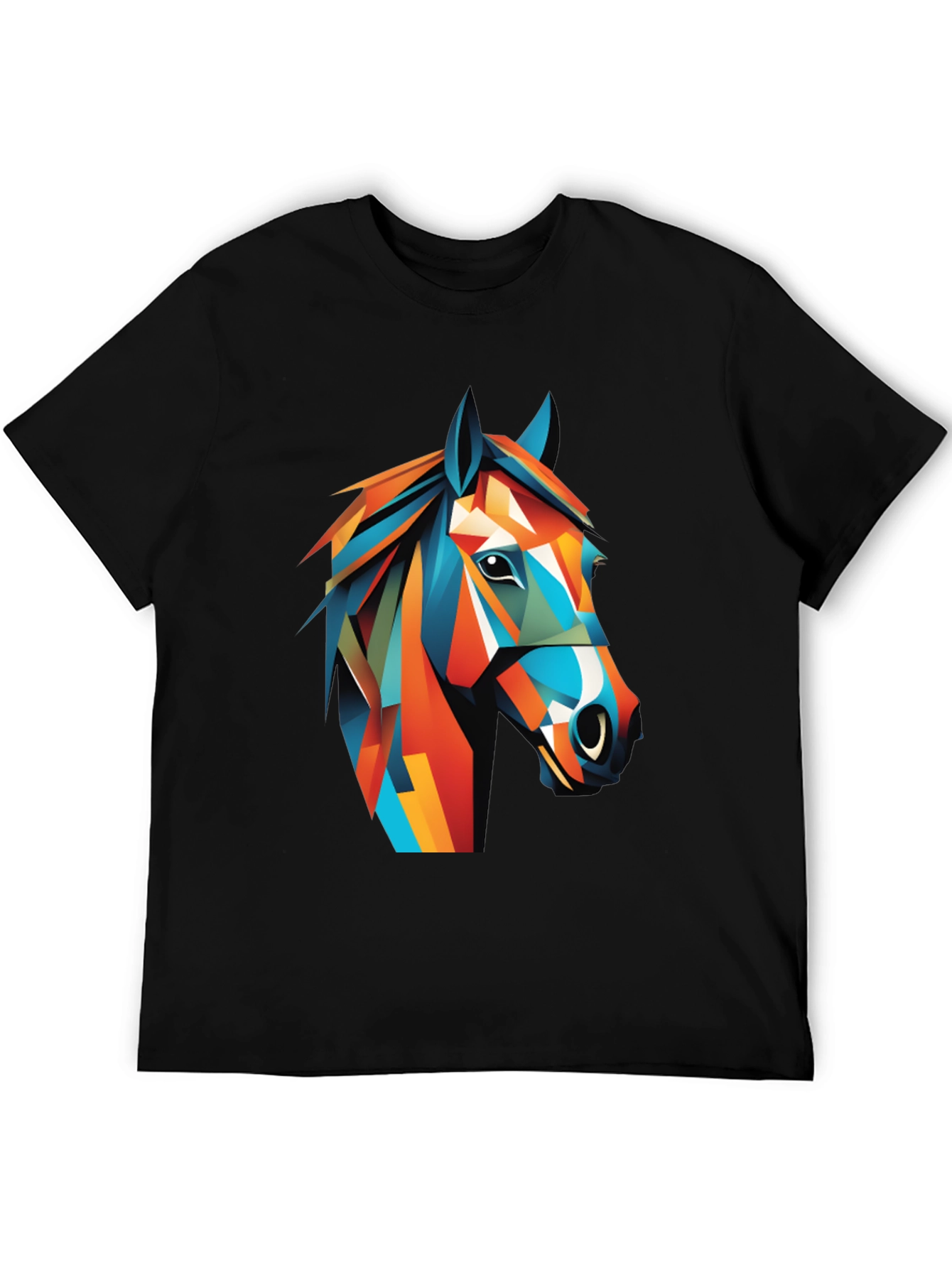 Geometric Horse Graphic Tee - Mens Black T-Shirt