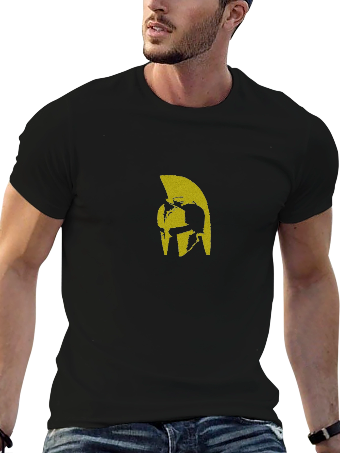 Spartan Helmet Graphic T-Shirt - Black