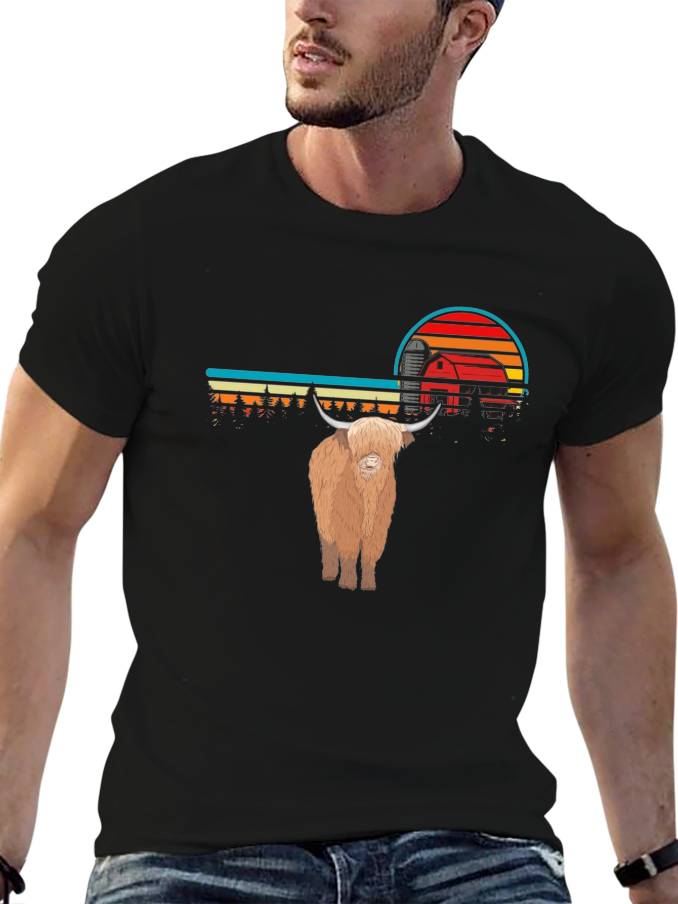 Highland Cow Sunset Graphic Tee