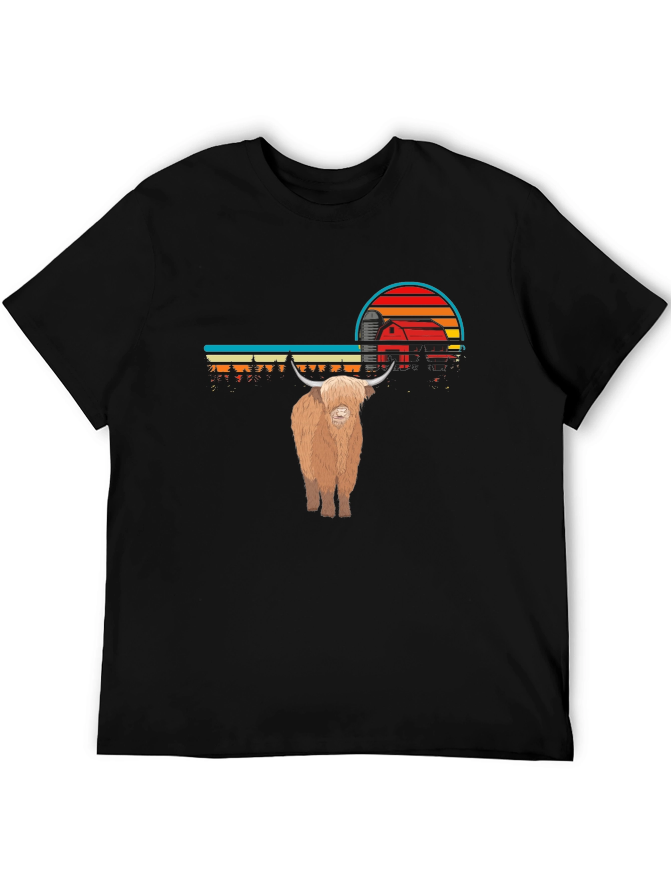 Highland Cow Sunset Graphic Tee