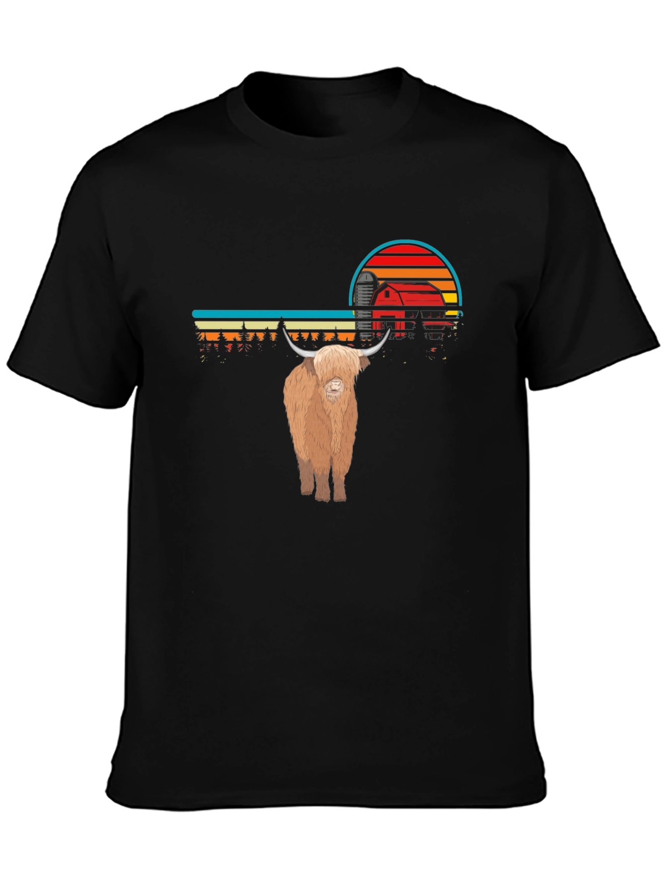 Highland Cow Sunset Graphic Tee