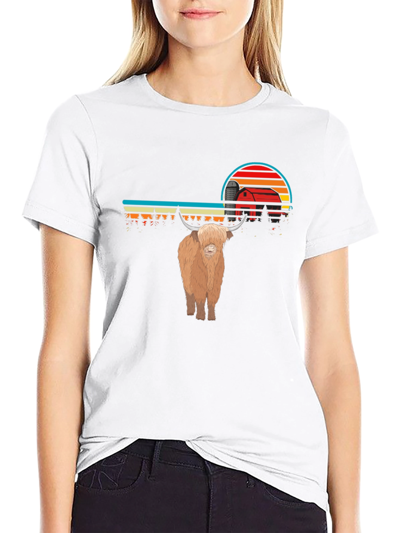 Highland Cow Sunset Graphic Tee