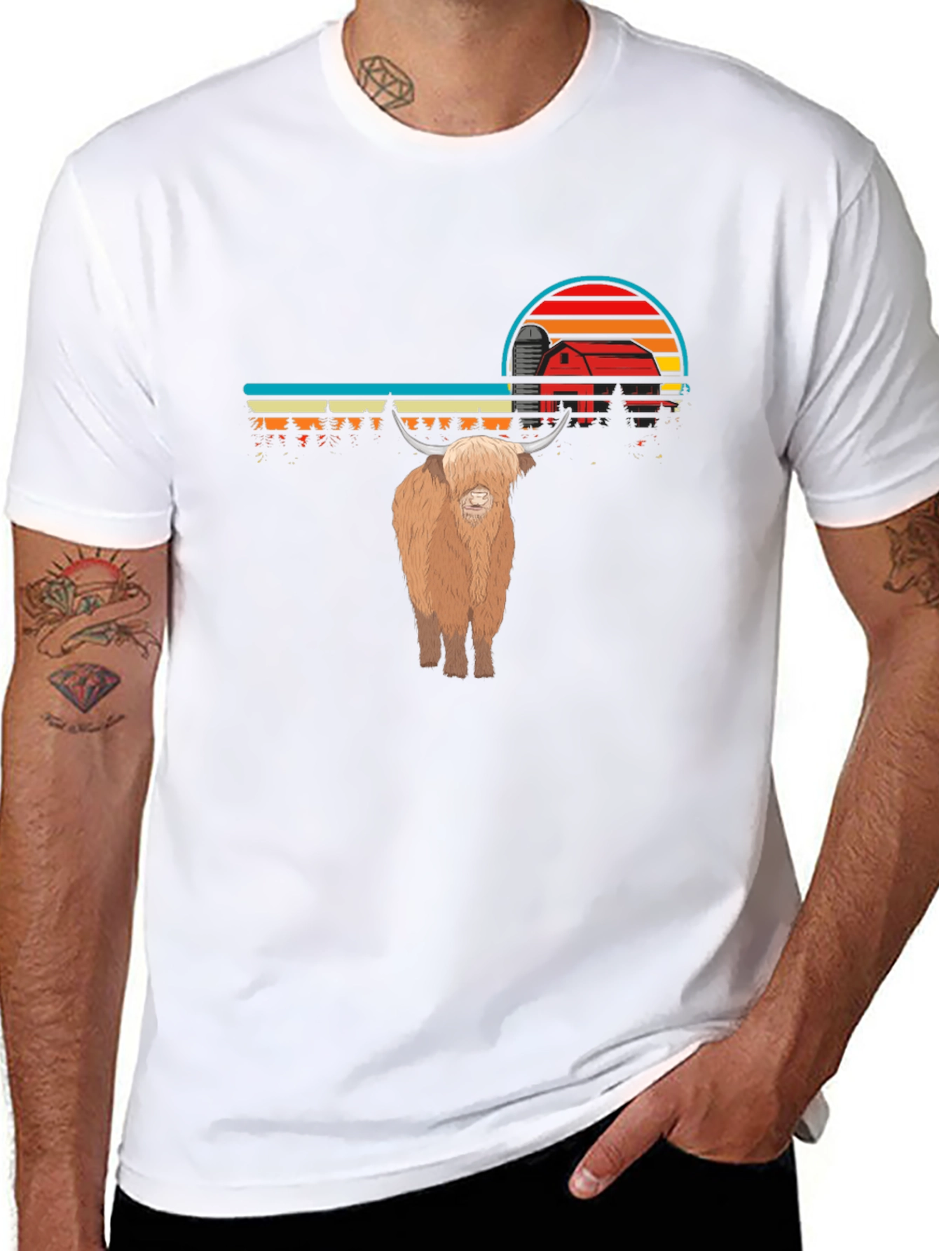 Highland Cow Sunset Graphic Tee