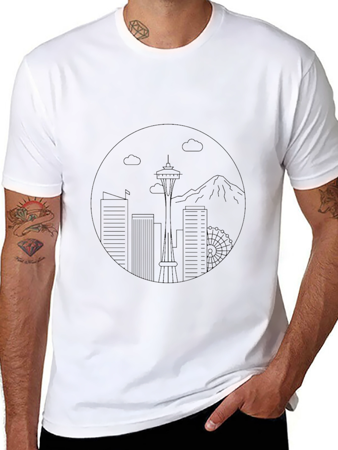 Seattle Skyline Black Graphic Tee