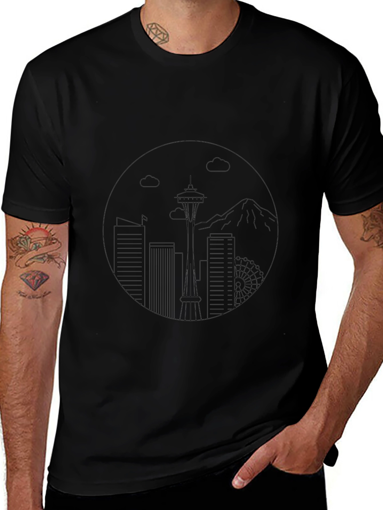 Seattle Skyline Black Graphic Tee
