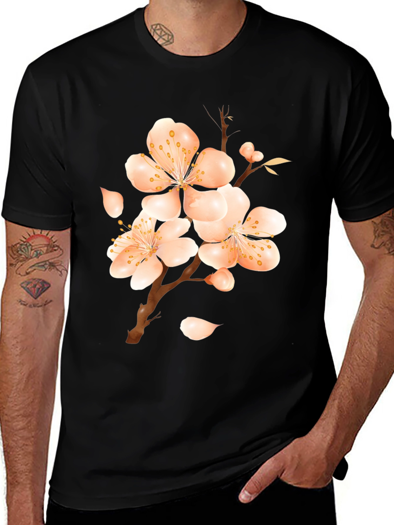 Blossom Print Black T-Shirt