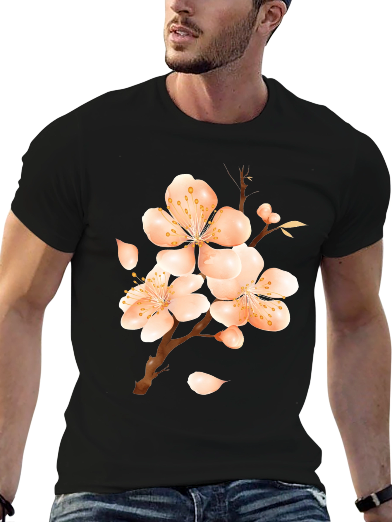 Blossom Print Black T-Shirt