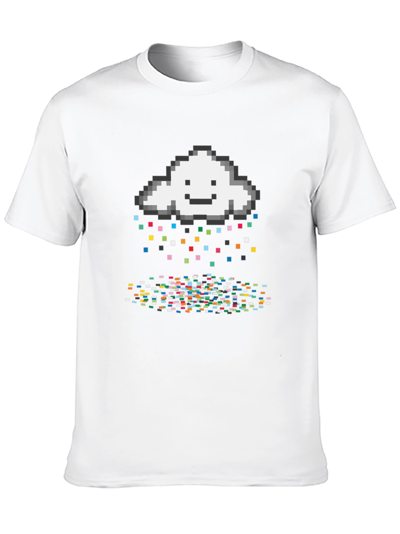 Pixel Rain Cloud Black T-Shirt