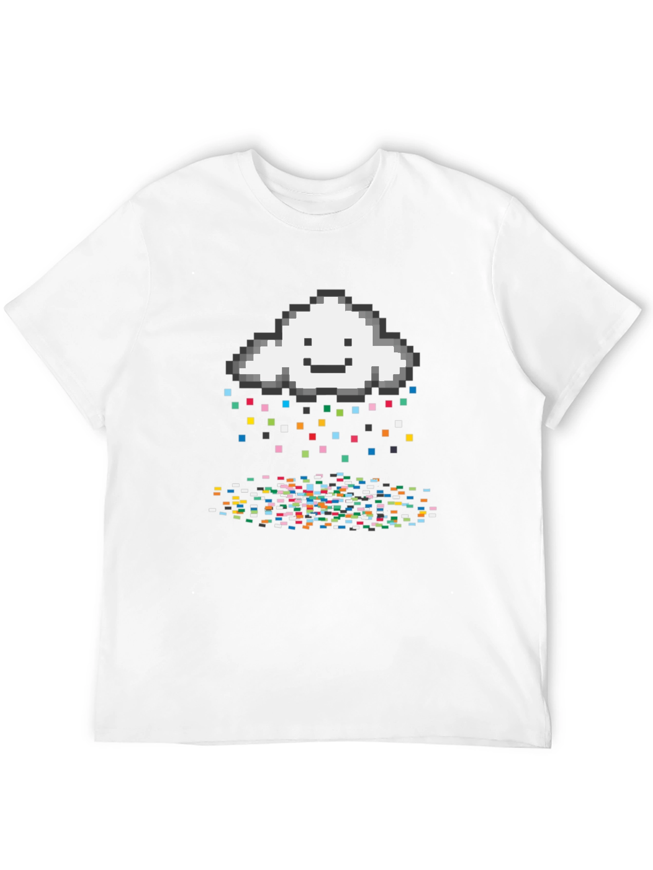 Pixel Rain Cloud Black T-Shirt
