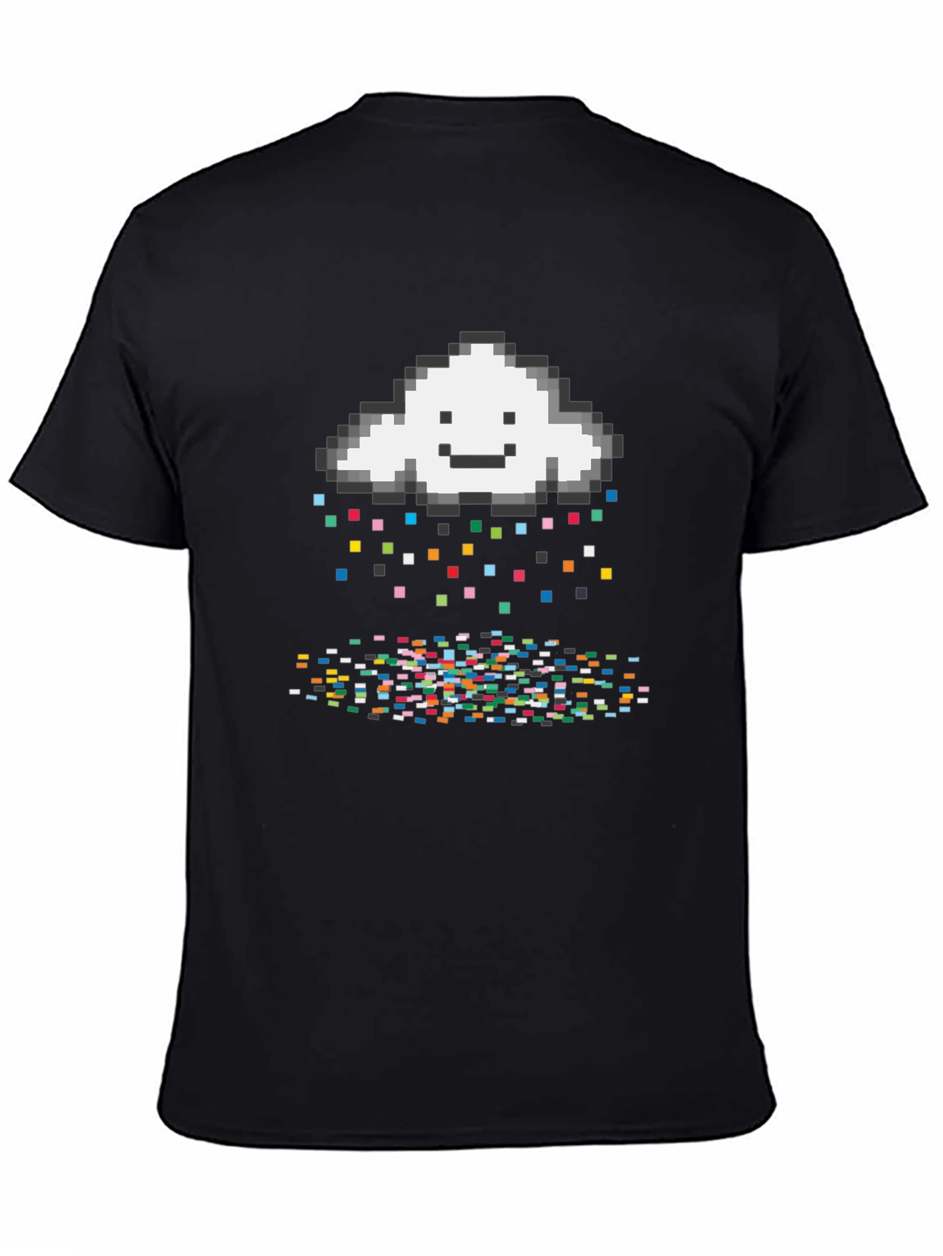 Pixel Rain Cloud Black T-Shirt